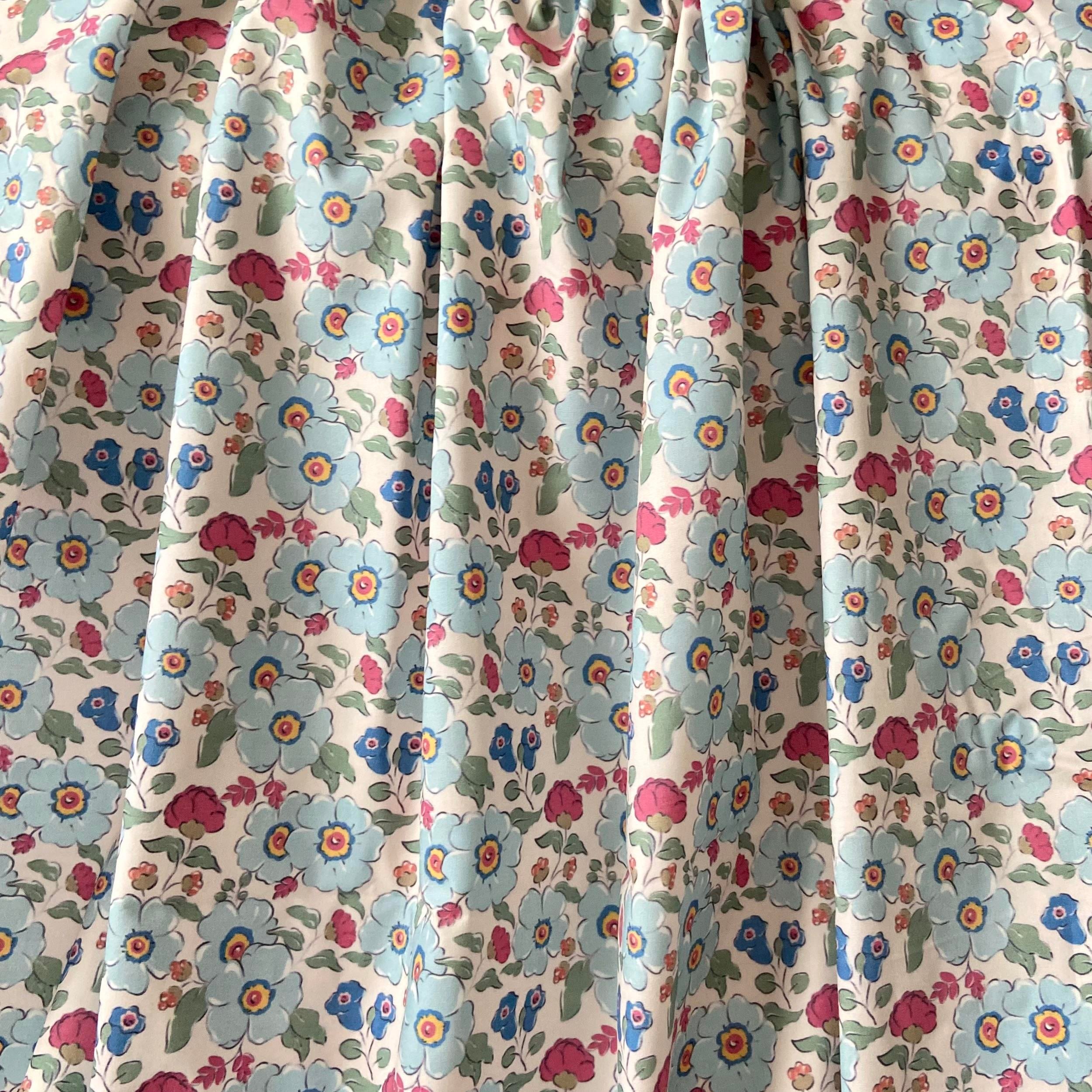 Blue Petals Poplin Kumaş