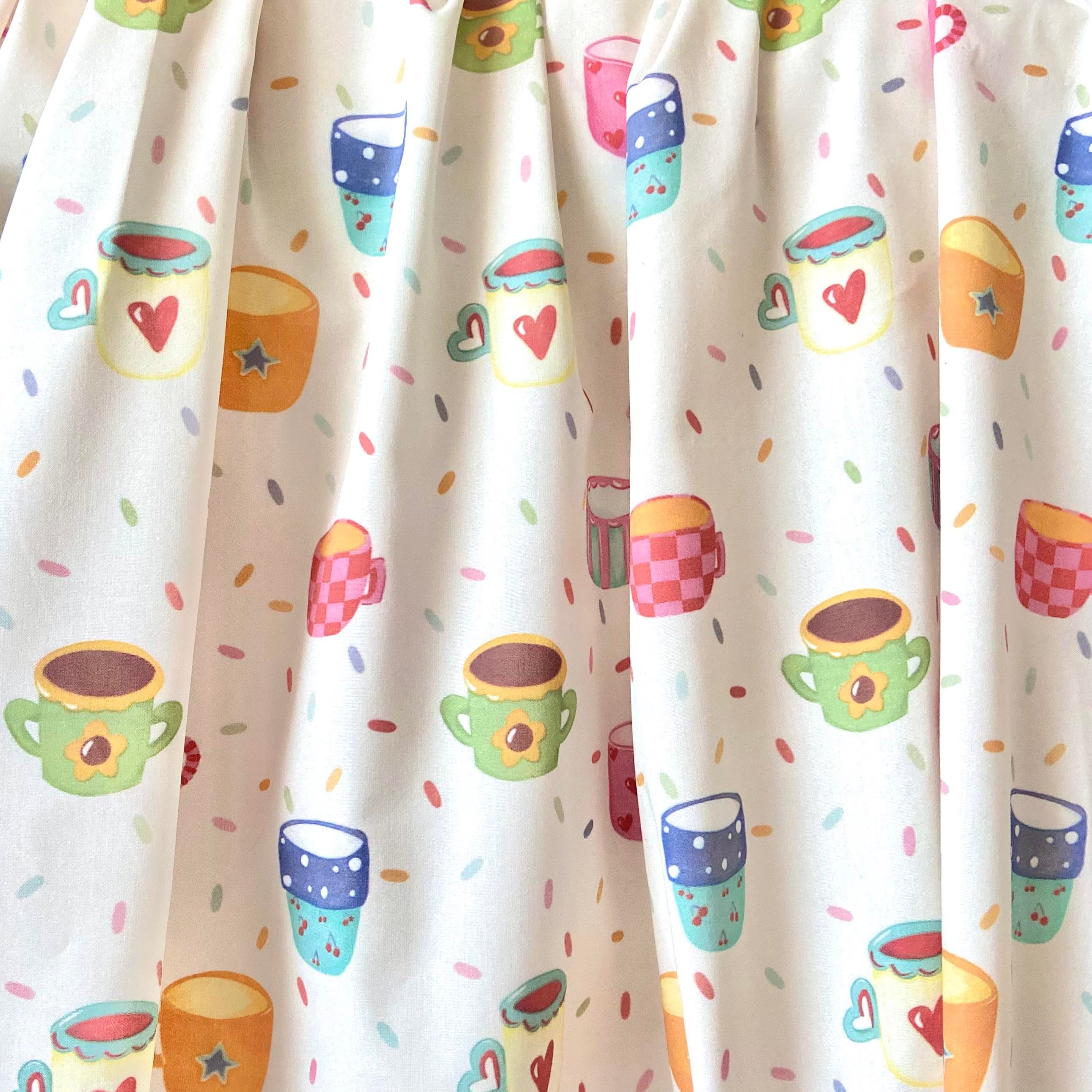 Colorful Mugs Poplin Kumaş