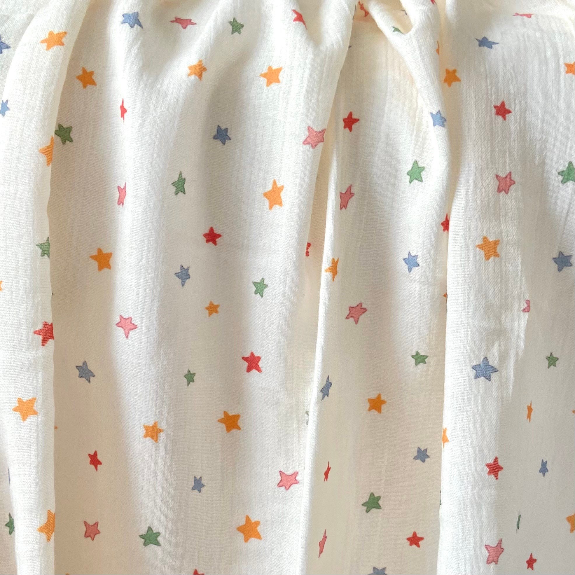 Colorful Stars Müslin Kumaş