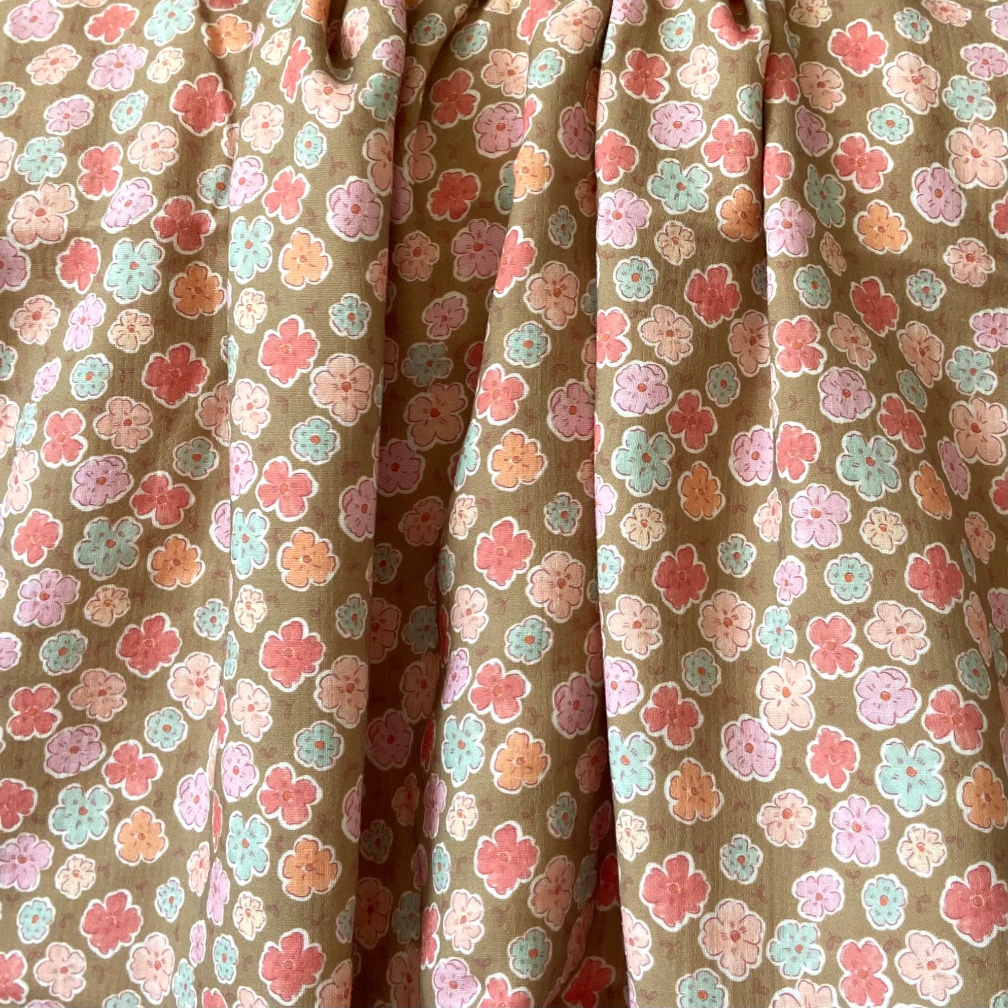Cute Daisies - Green Müslin Kumaş
