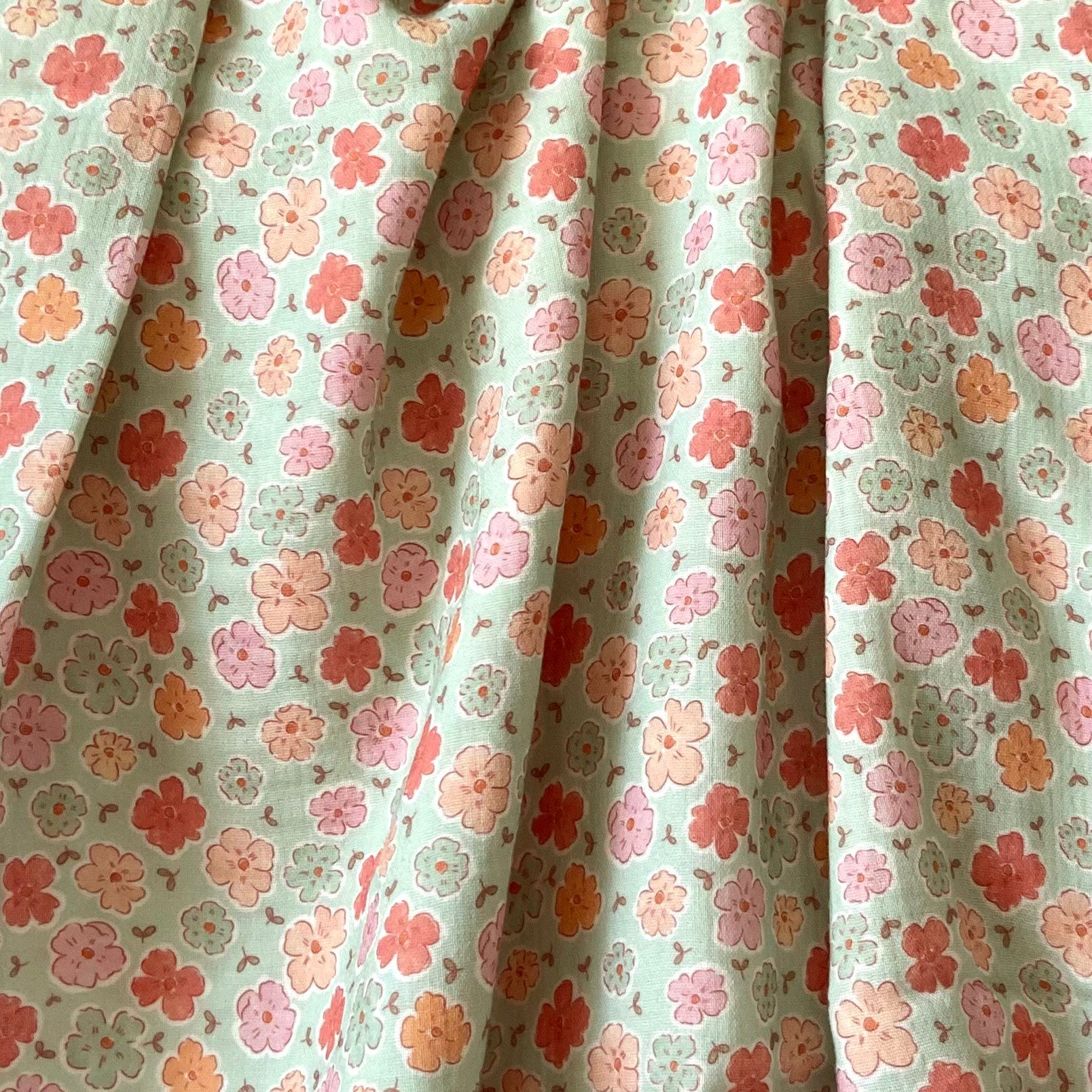 Cute Daisies - Mint Müslin Kumaş