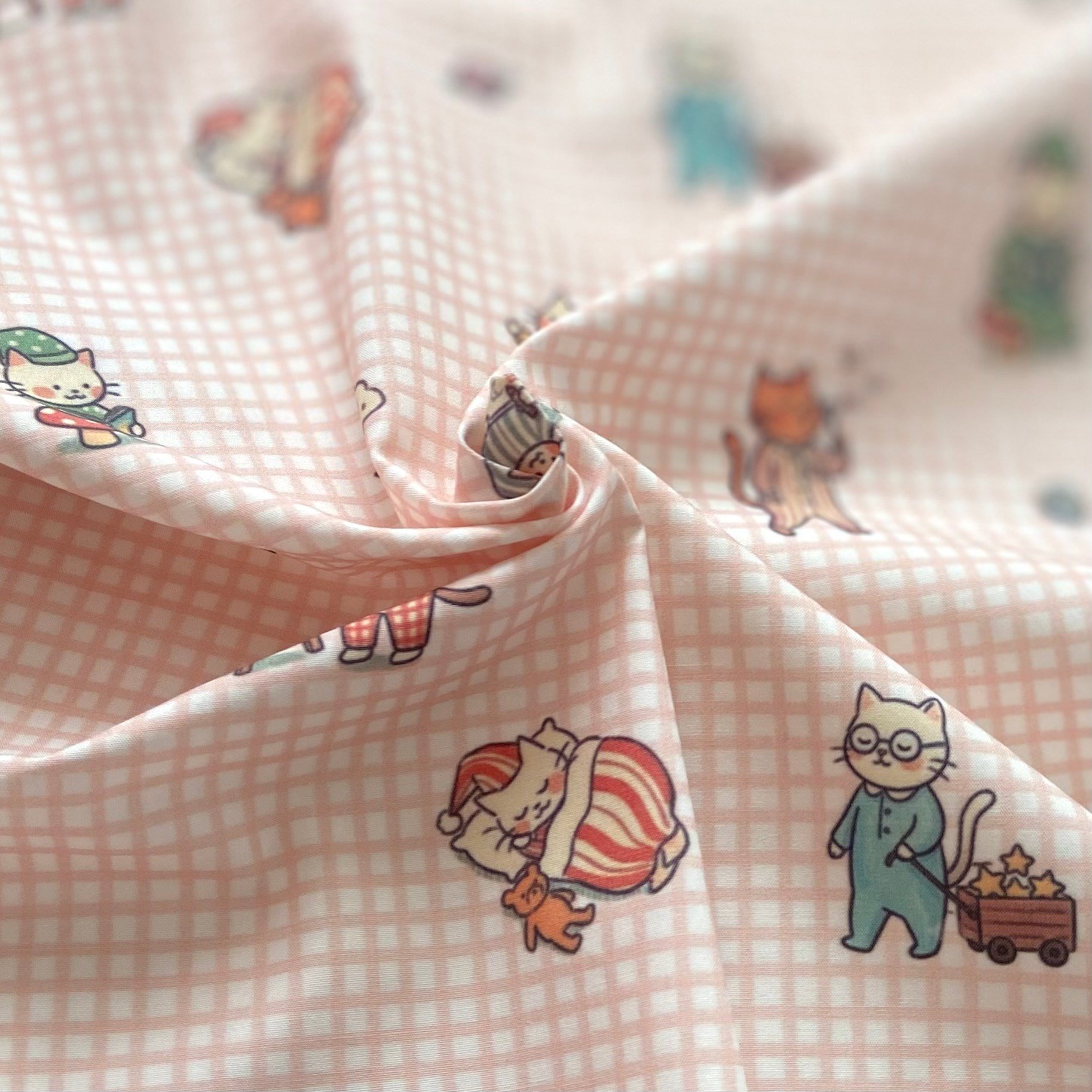 Kedicikler - Pötipembe Poplin Kumaş