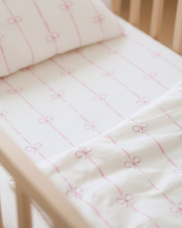 Pink Bow Baby Bedding Set