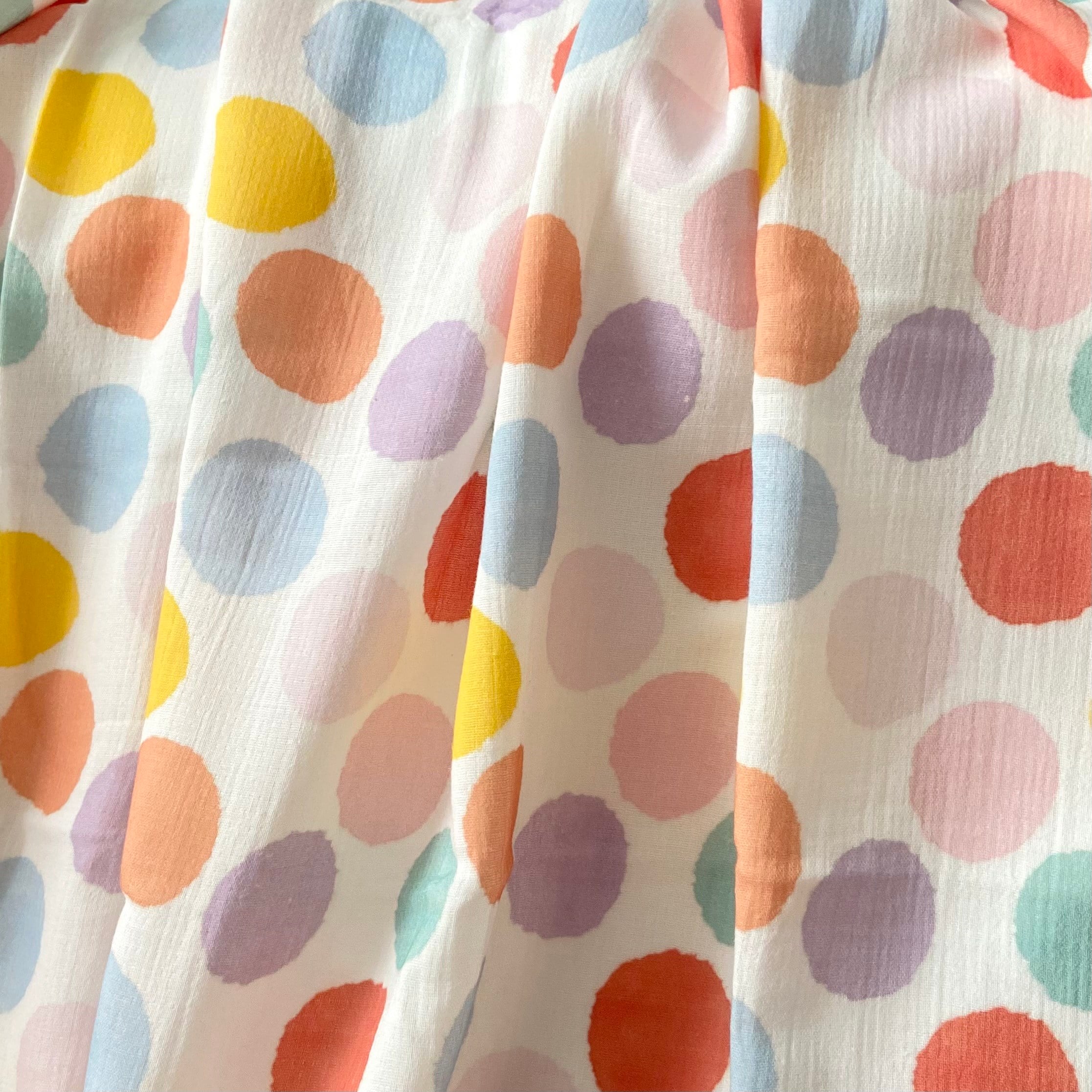 Retro Pastels - Dots Müslin Kumaş