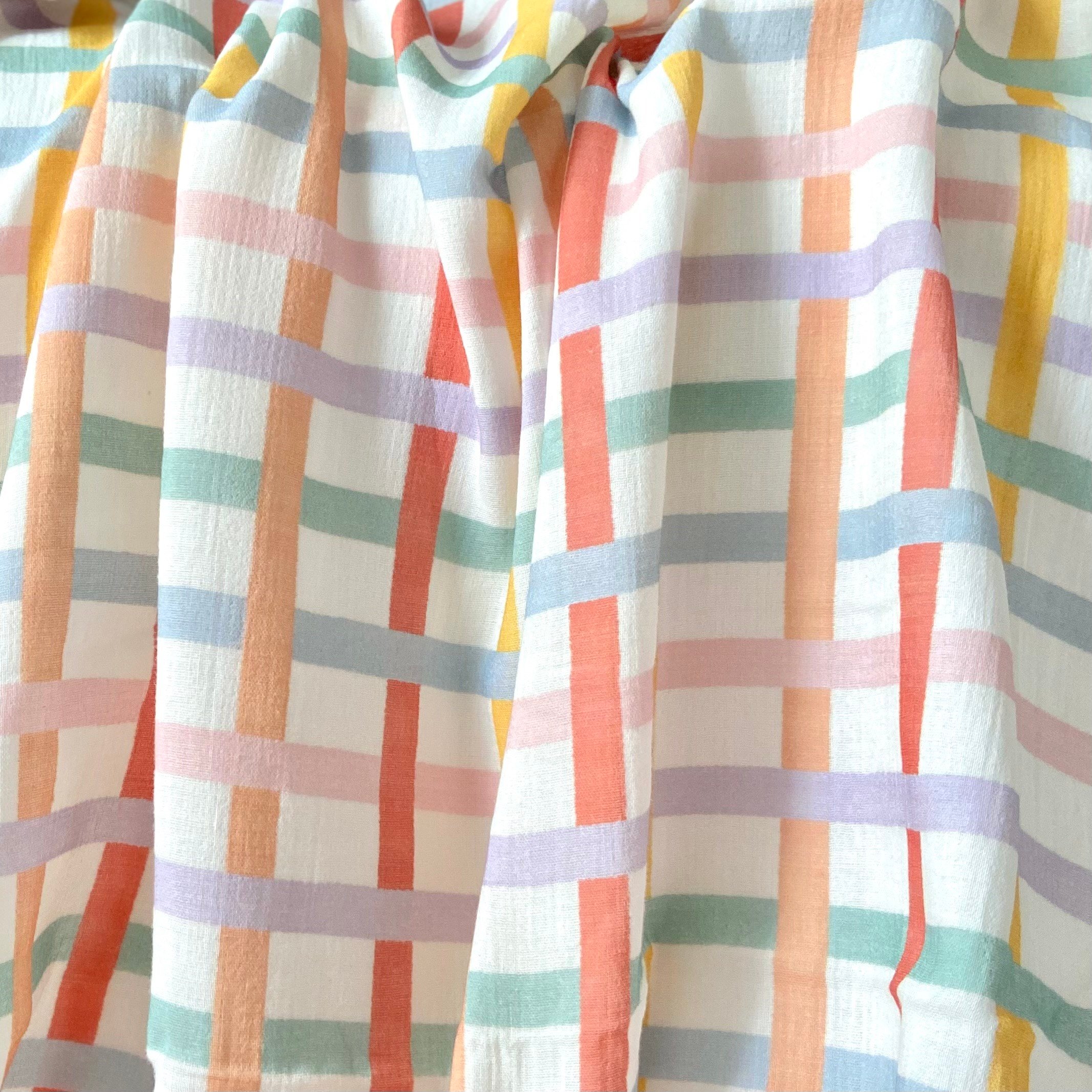 Retro Pastels - Rectangles Müslin Kumaş