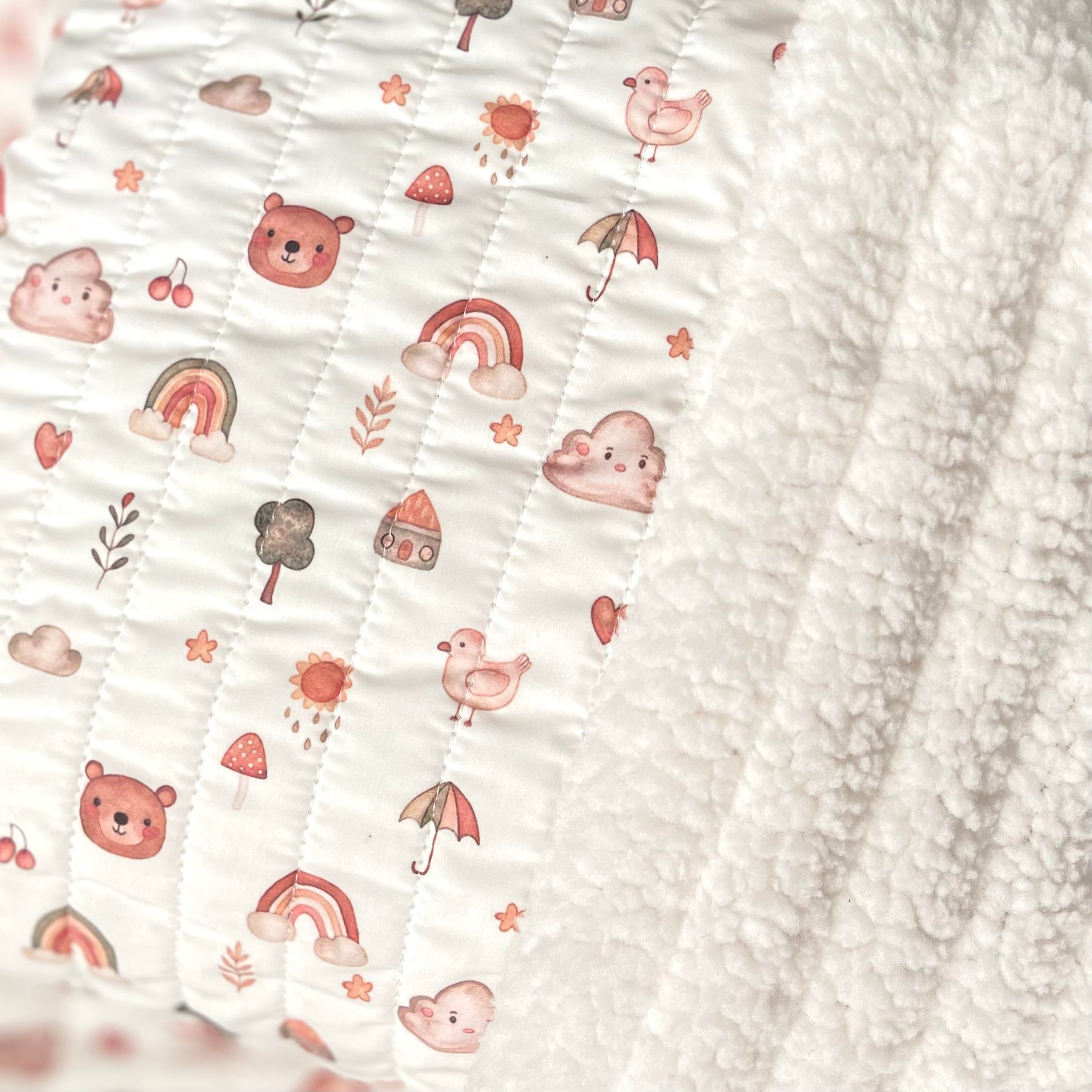 Sweeties Organik Baskı Peluş Astarlı Kapitone Kumaş