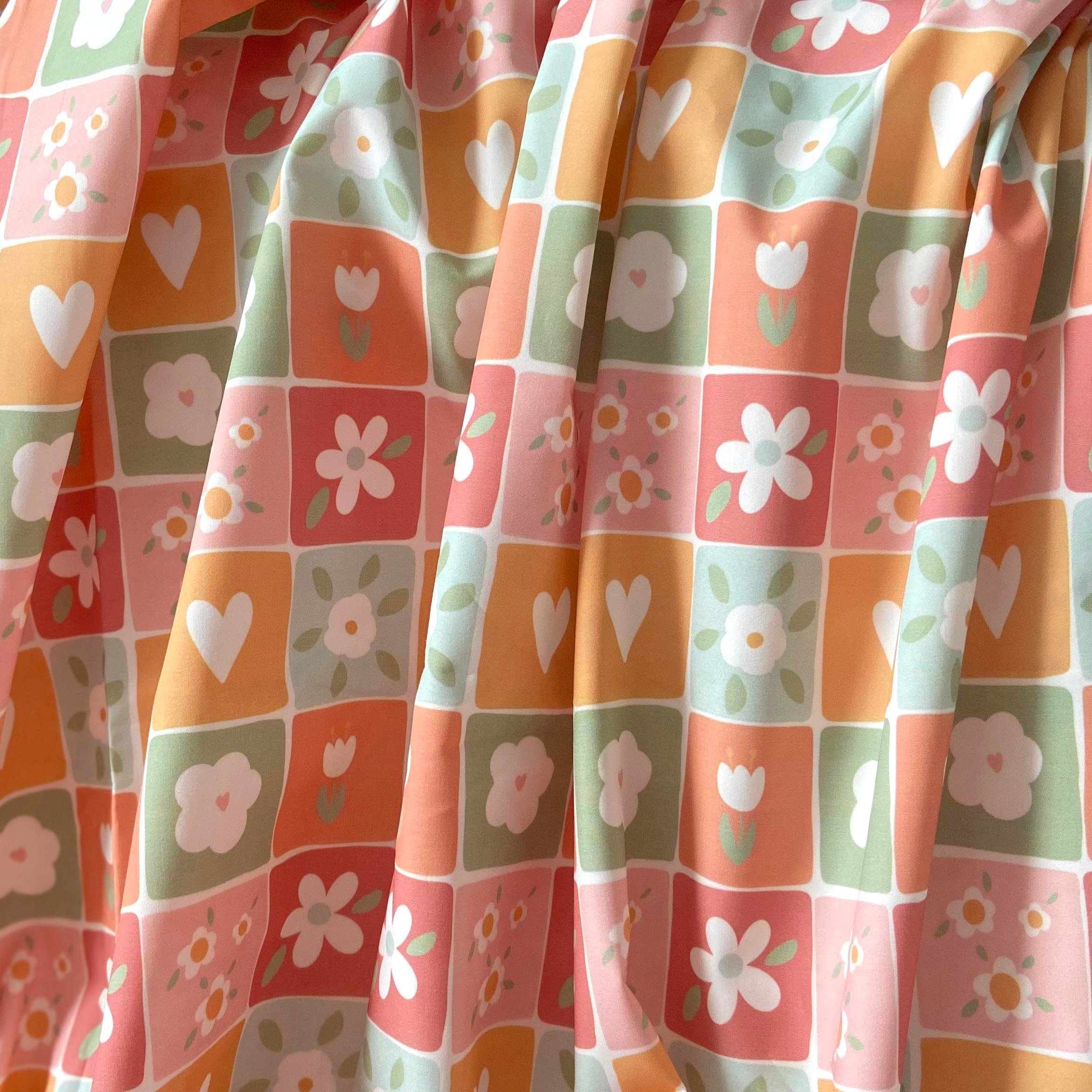 Zezig Boho Squares Poplin Kumaş