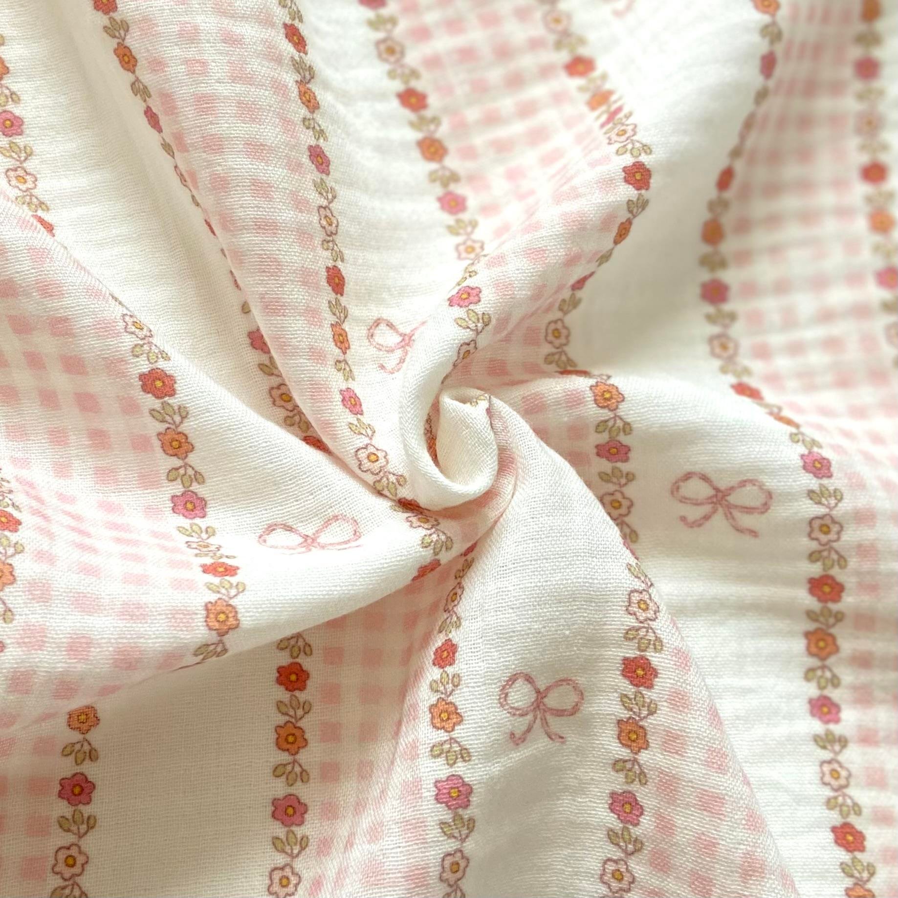 Zezig Bow Line Squared Müslin Kumaş