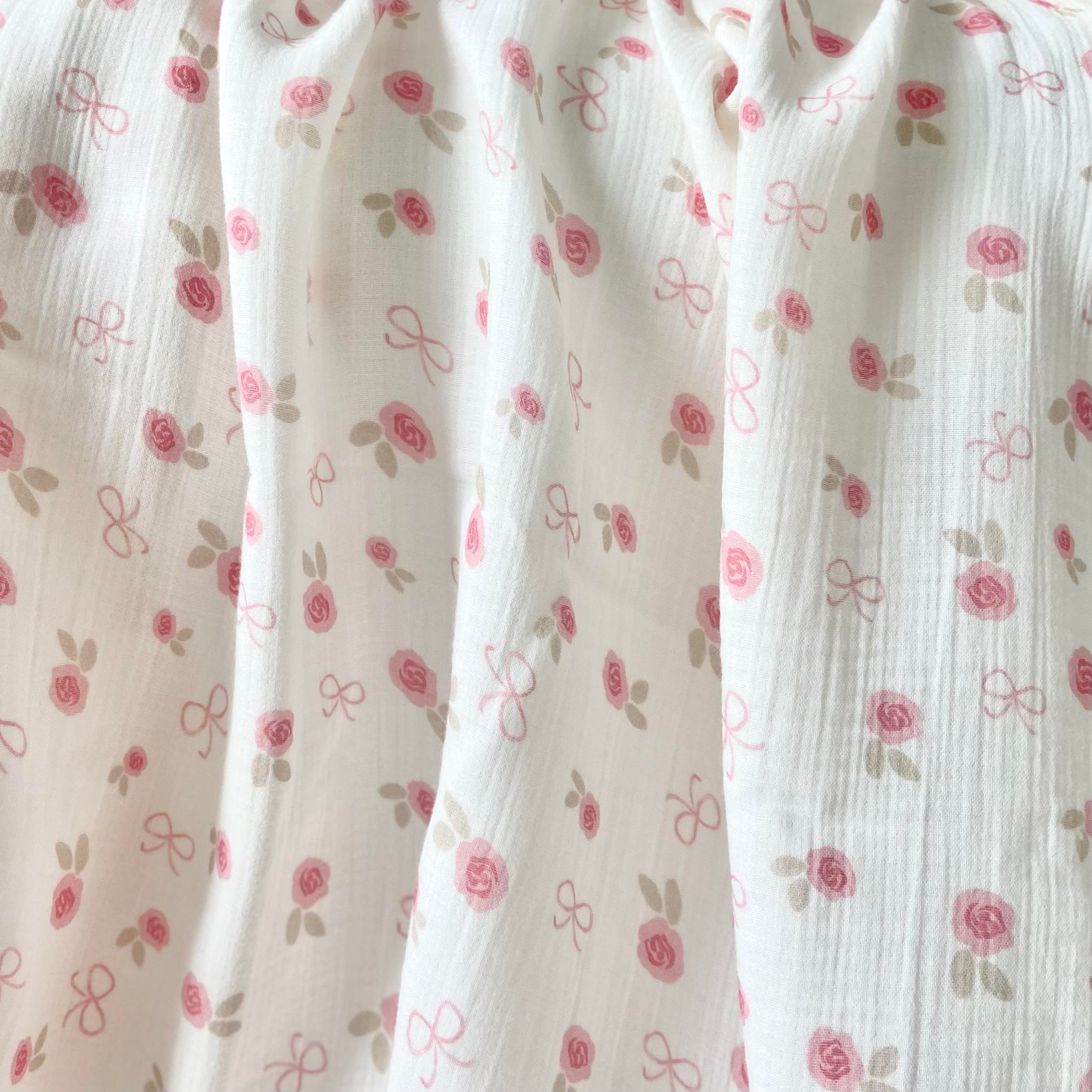 Zezig Bows and Roses Müslin Kumaş