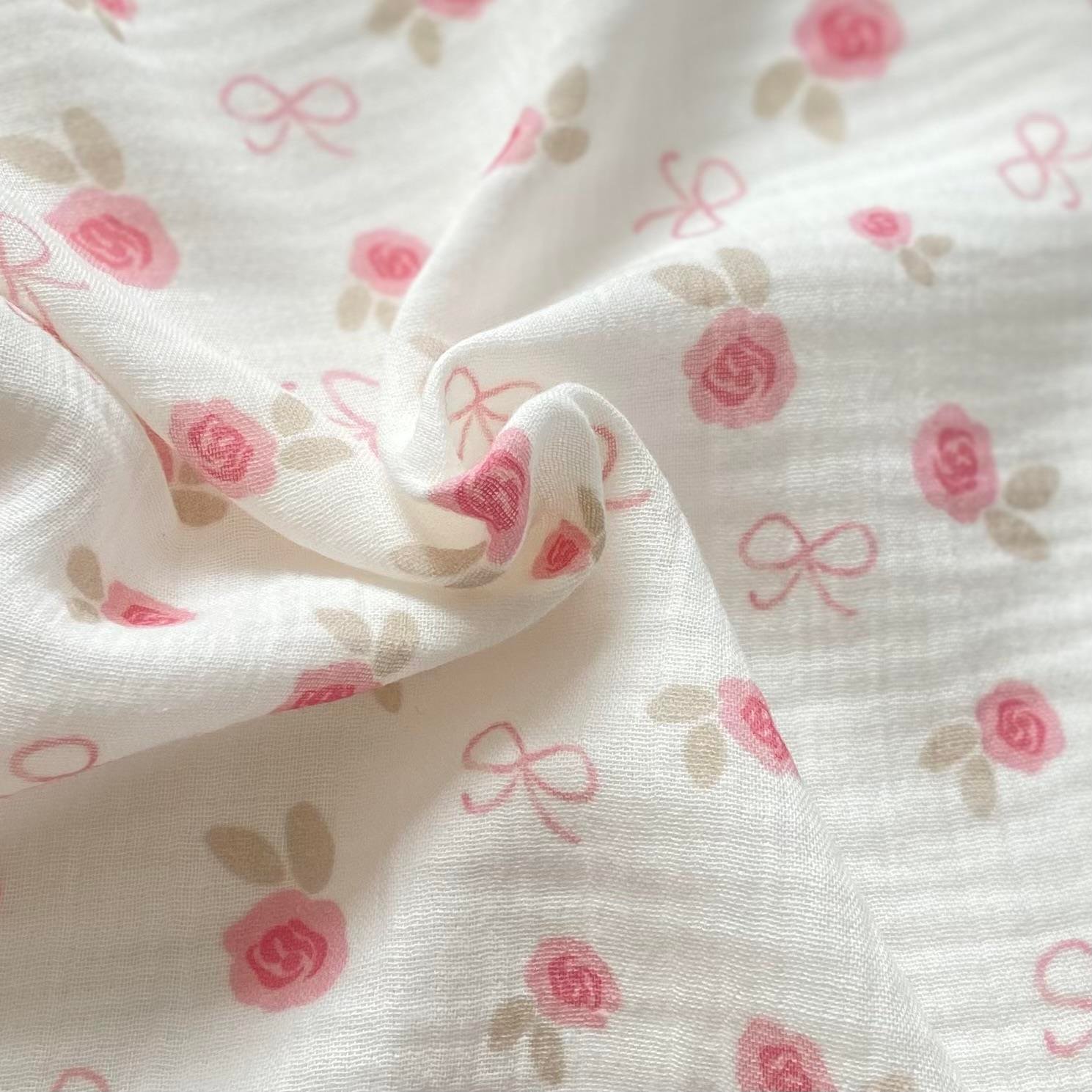 Zezig Bows and Roses Müslin Kumaş