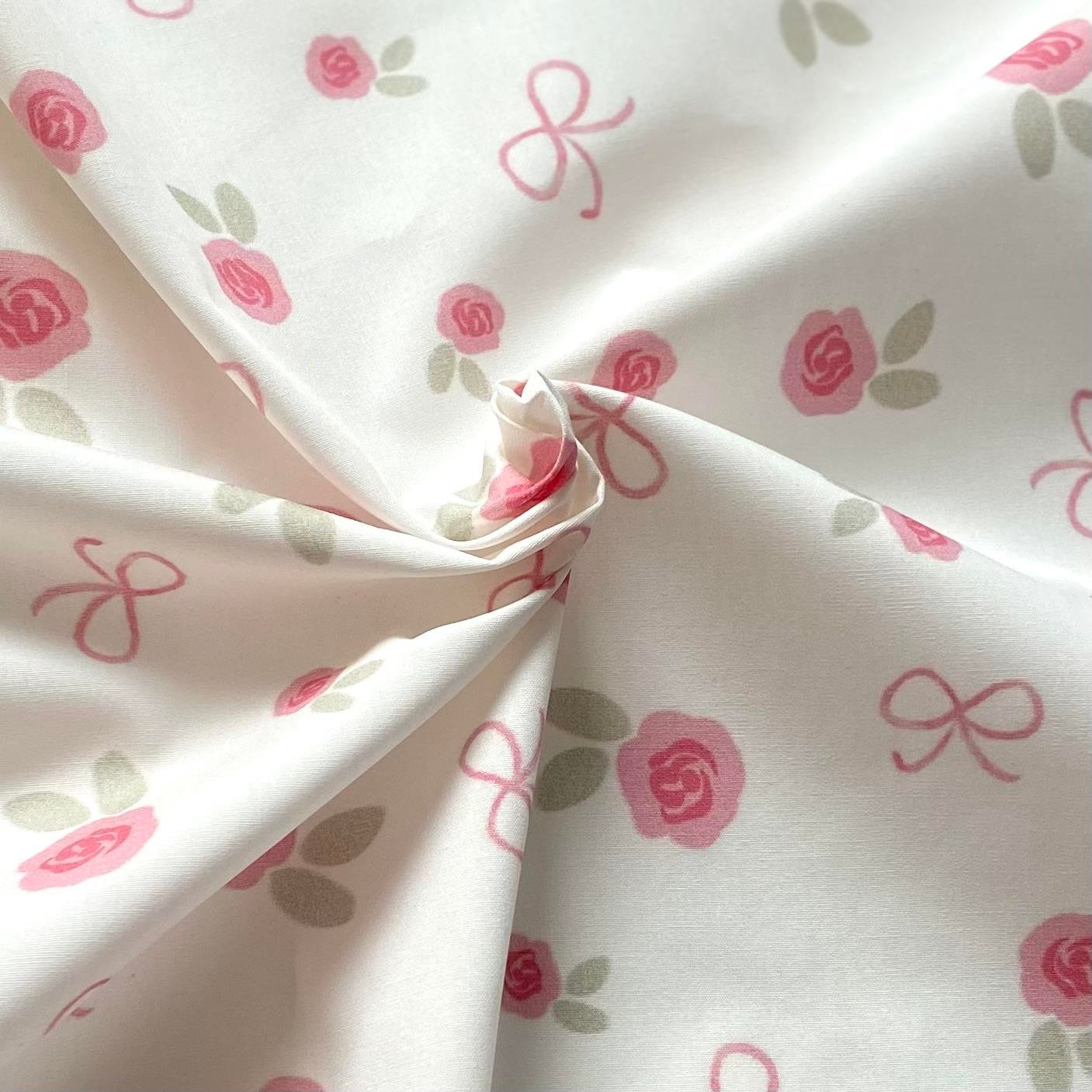 Zezig Bows and Roses Poplin Kumaş