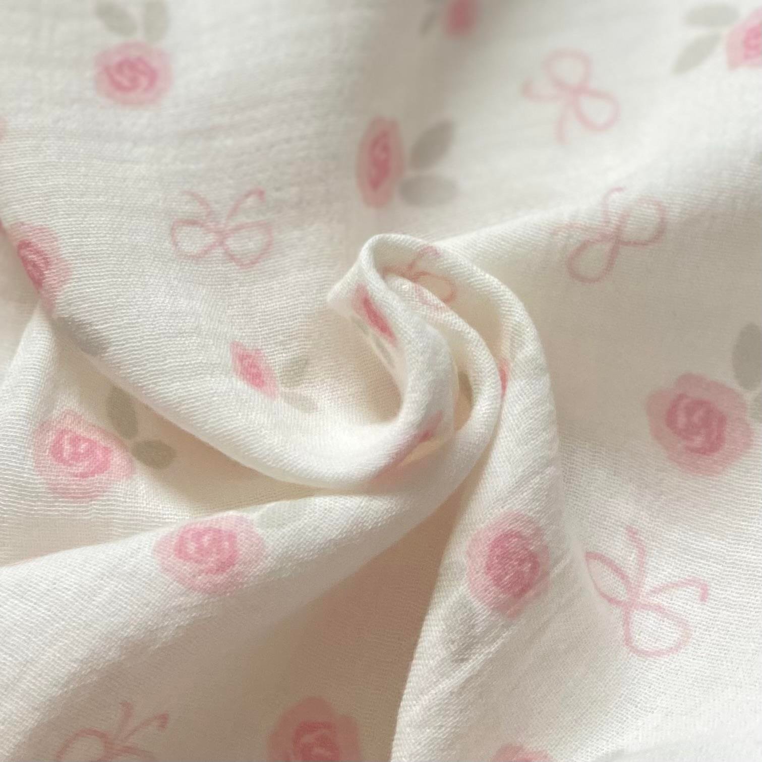 Zezig Bows and Roses - Soft Müslin Kumaş