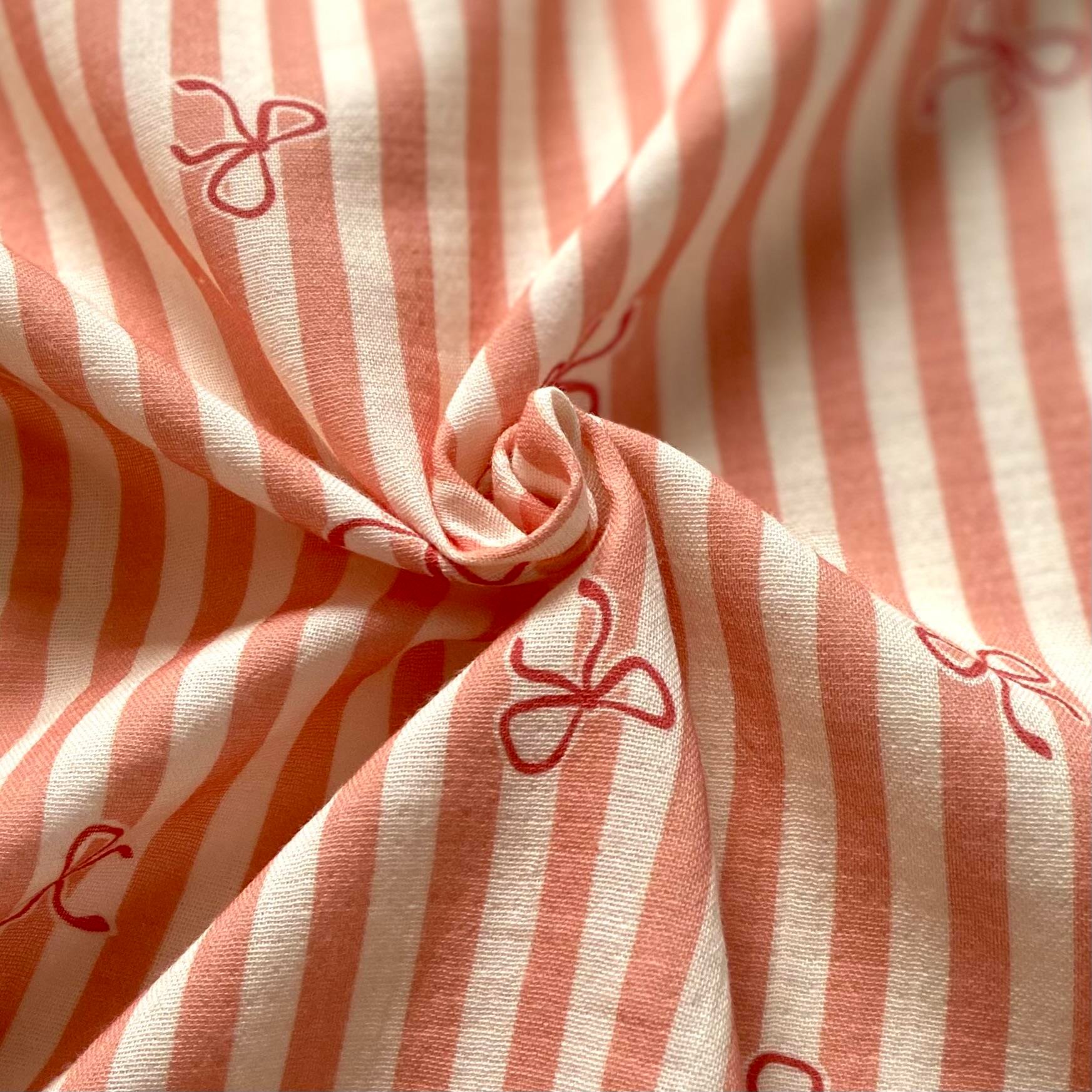 Zezig Bows and Stripes Müslin Kumaş