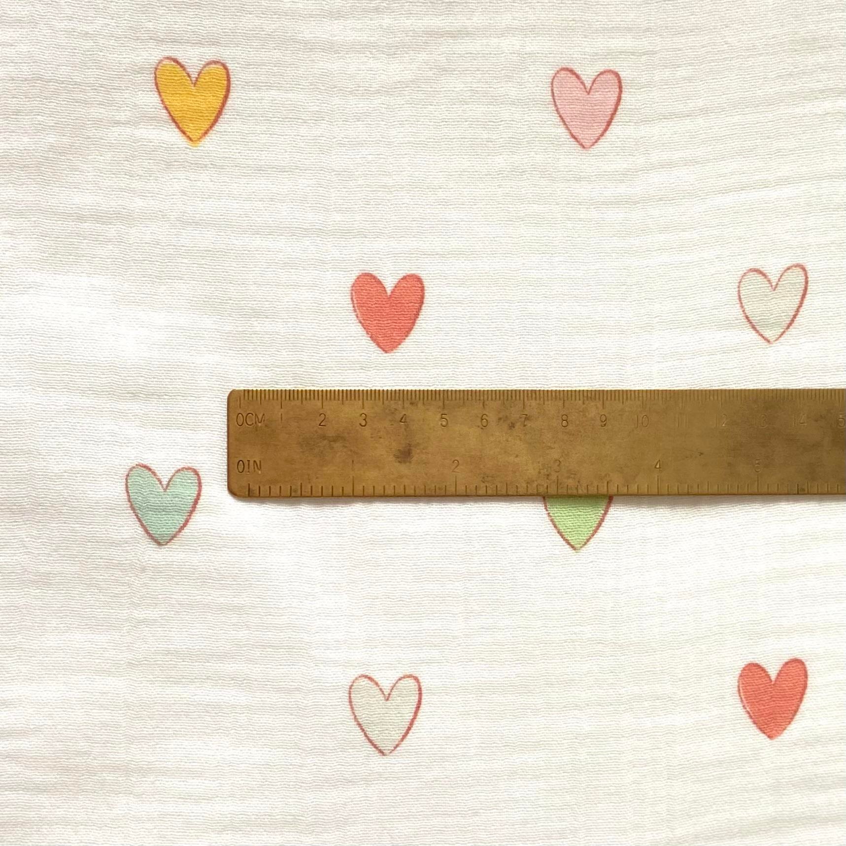 Zezig Pastel Hearts Müslin Kumaş