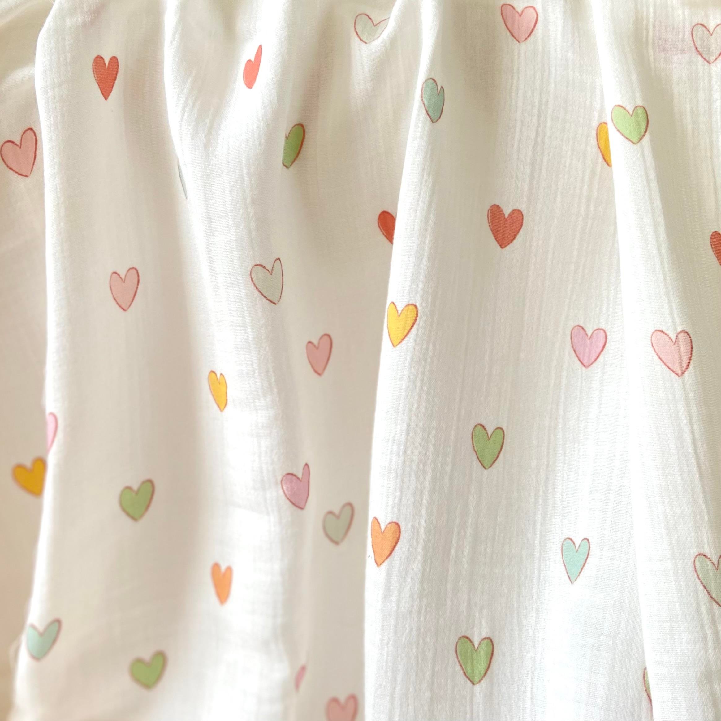 Zezig Pastel Hearts Müslin Kumaş