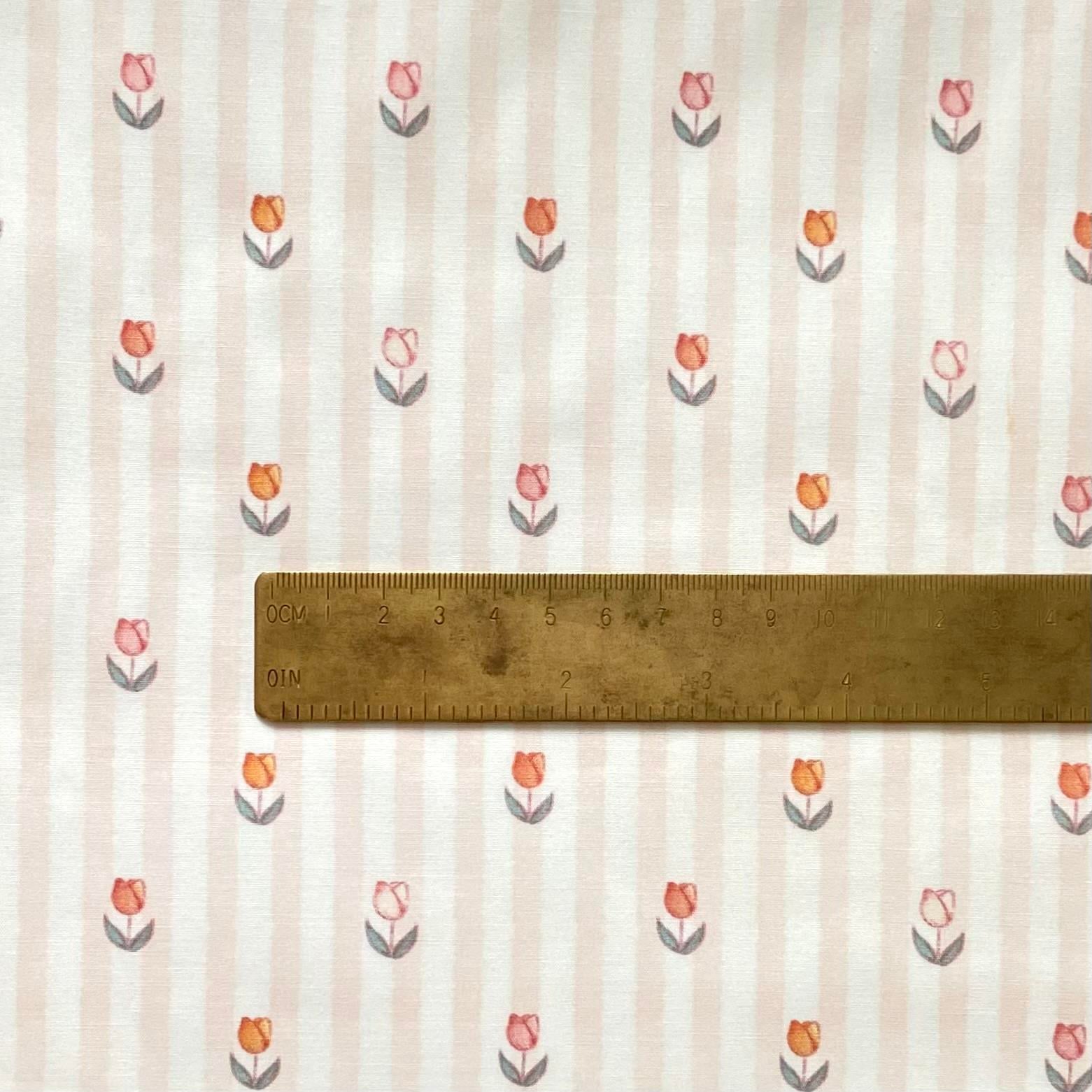 Zezig Tulips and Stripes Poplin Kumaş