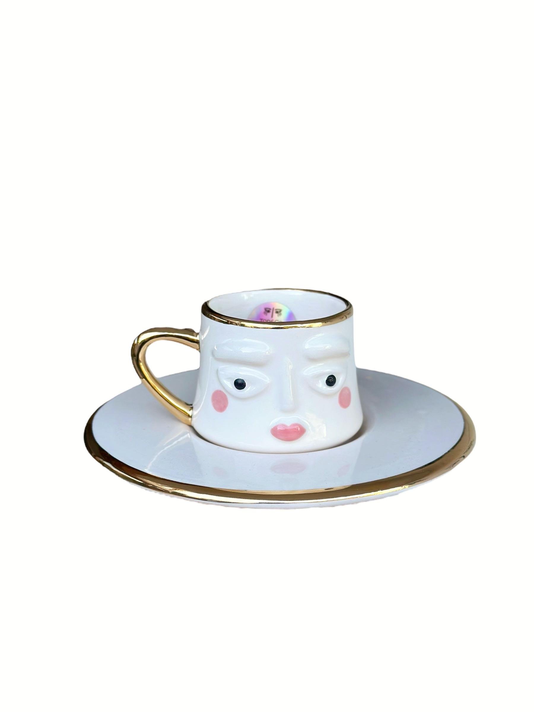 Sevinç Pure White Pembe Makyaj Türk Kahvesi Fincanı