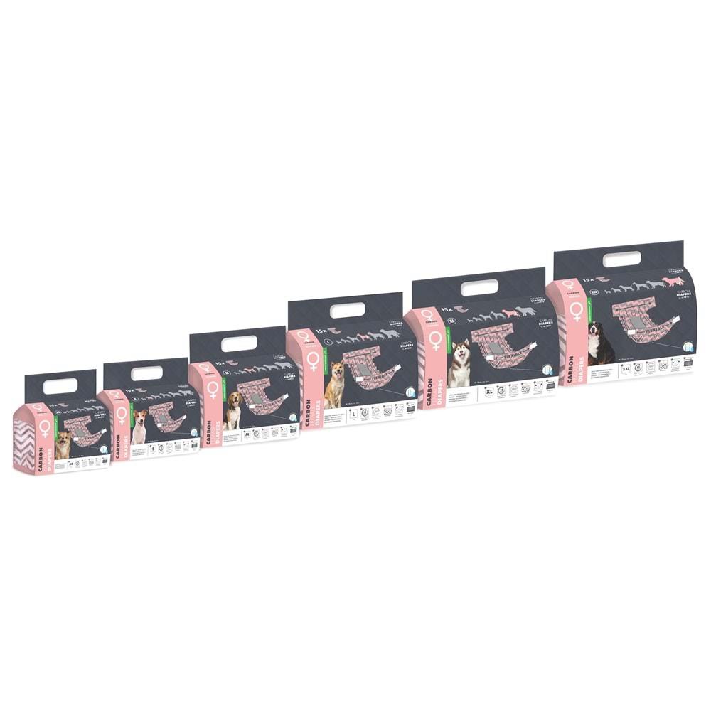 10173499 M-PETS CARBONLU DIAPERS DİŞİ KÖPEKLER İÇİN KÜLOT (S) 15Lİ