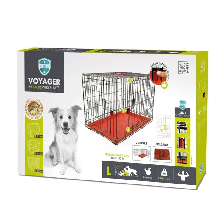 10450105 M-PETS VOYAGER KÖPEK KAFESİ 2 KAPILI (L) KIRMIZI 91X58X63CM