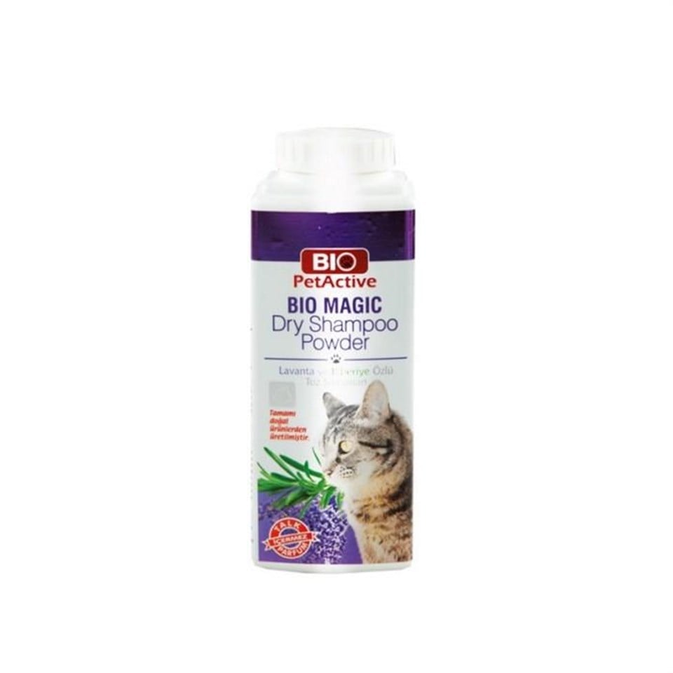 BIO PETACTİVE LAVANTA ÖZLÜ TOZ ŞAMPUAN KEDİ İÇİN 150GR