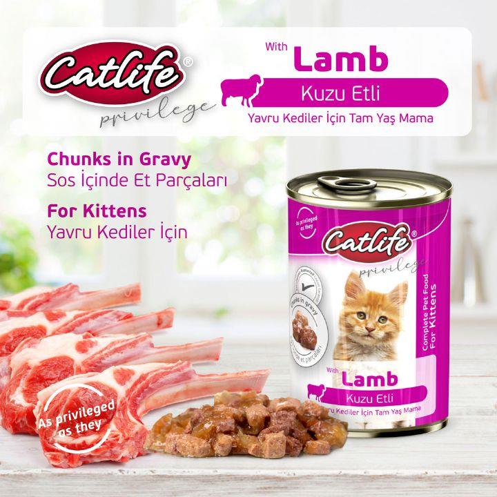 Catlife Kitten Kuzu Etli 400 gr Yavru Konserve Kedi Maması