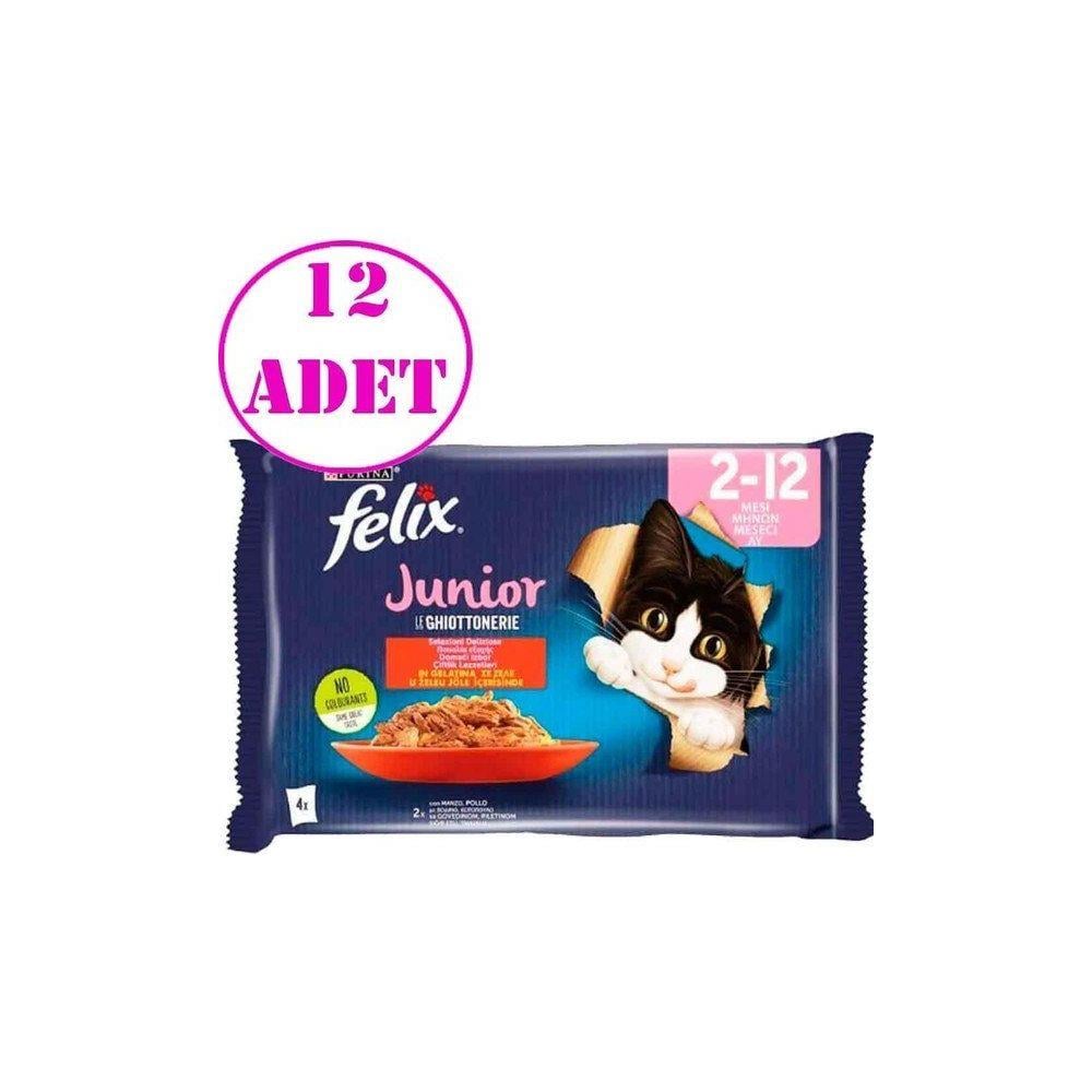 Felix Sığır Etli ve Tavuklu 4x85 gr 12'li Yavru Kedi Yaş Maması