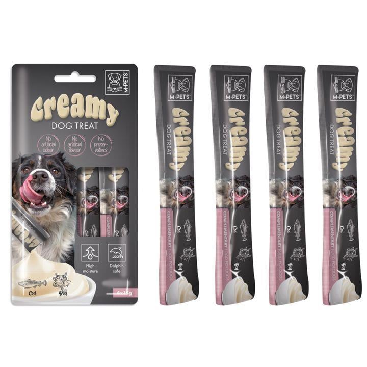 M-PETS KÖPEK ÖDÜLÜ CREAMY MORİNA BALIKLI BİFTEKLİ 4X15GR
