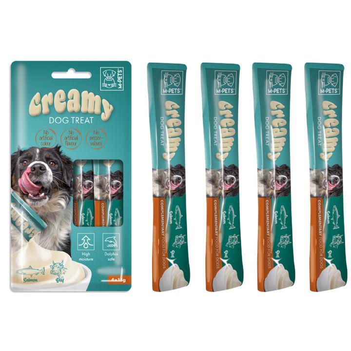 M-PETS KÖPEK ÖDÜLÜ CREAMY SOMON BALIKLI BİFTEKLİ 4X15GR