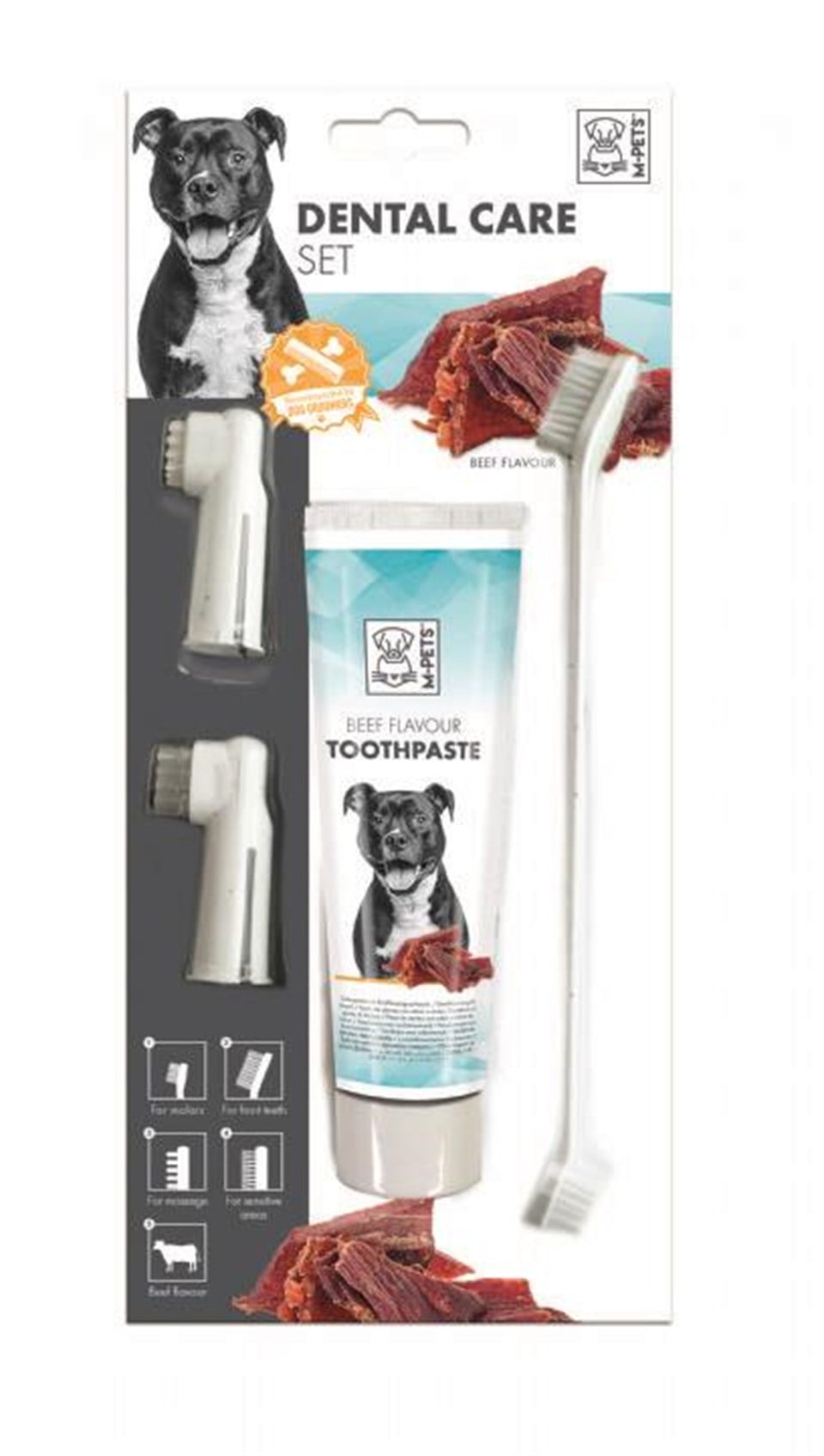 M-PETS KÖPEKLER İÇİN BİFTEKLİ DİŞ MACUNU+FIRÇA SETİ