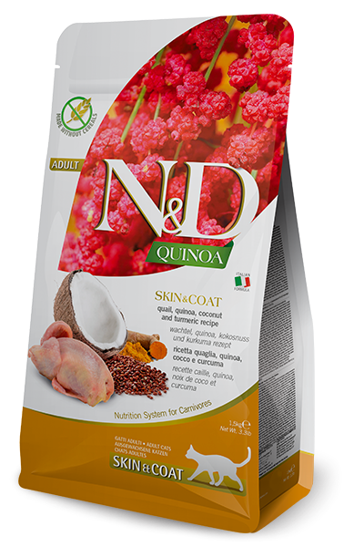 ND Kinoa Skin Coat Bıldırcın Etli Yetişkin Kedi Maması 5 Kg