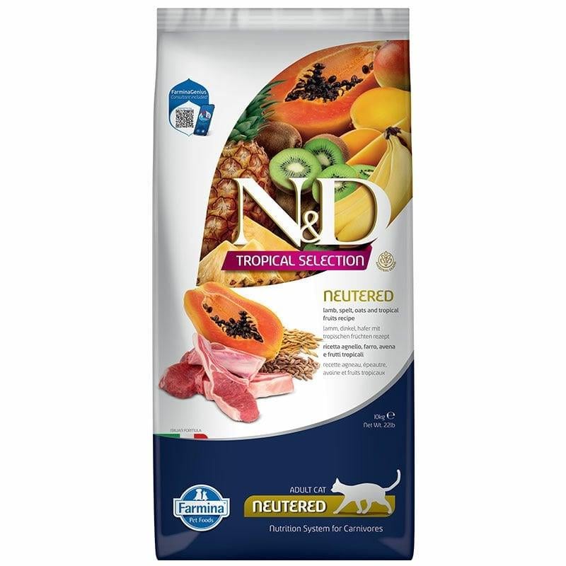 N&D Tropical Selection Kuzu Etli ve Tropikal Meyveli Kısırlaştırılmış Kedi Maması 10kg