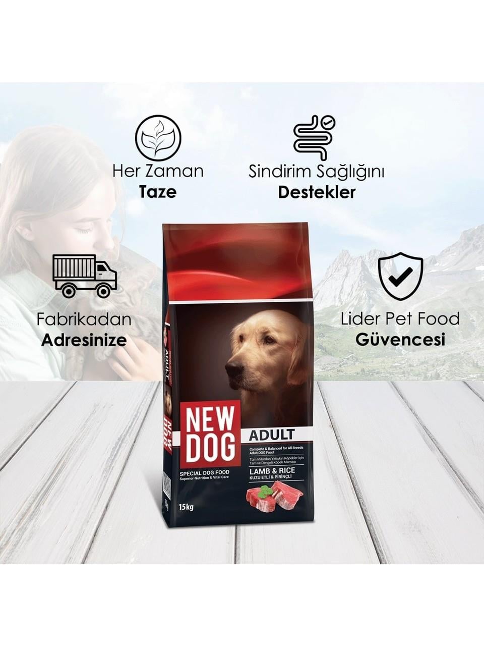 New Dog Kuzu Etli ve Pirinçli 15 kg Yetişkin Köpek Maması