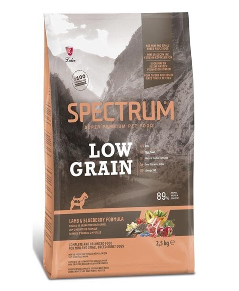 Spectrum Low Grain Kuzu Etli ve Yaban Mersinli Mini ve Küçük Irk Yetişkin Köpek Maması 2,5kg