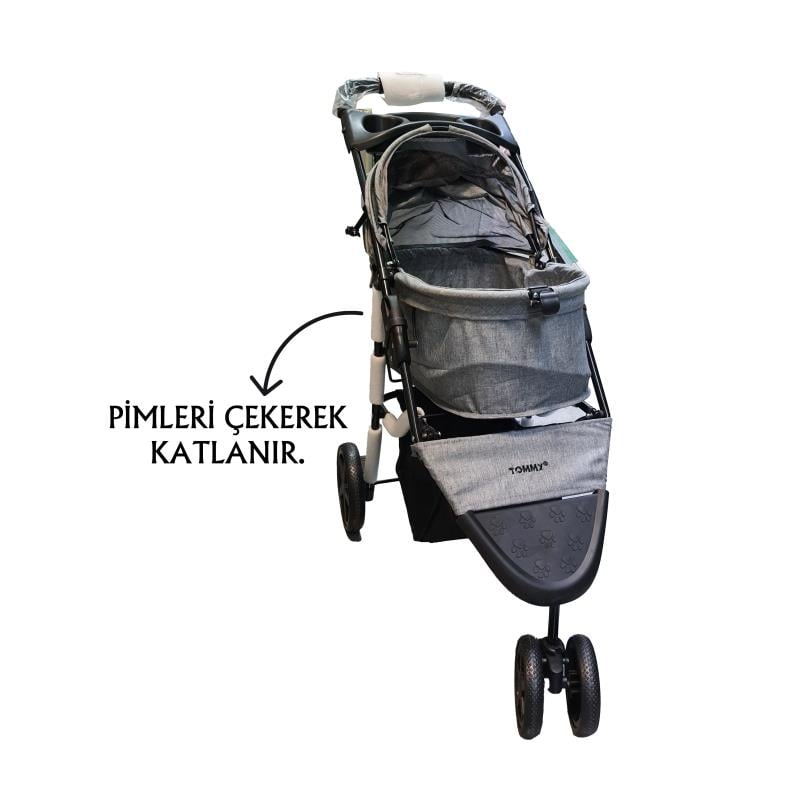 Tommy Evcil Hayvan Arabası 86x46x94,5cm Gri Max 15 Kg