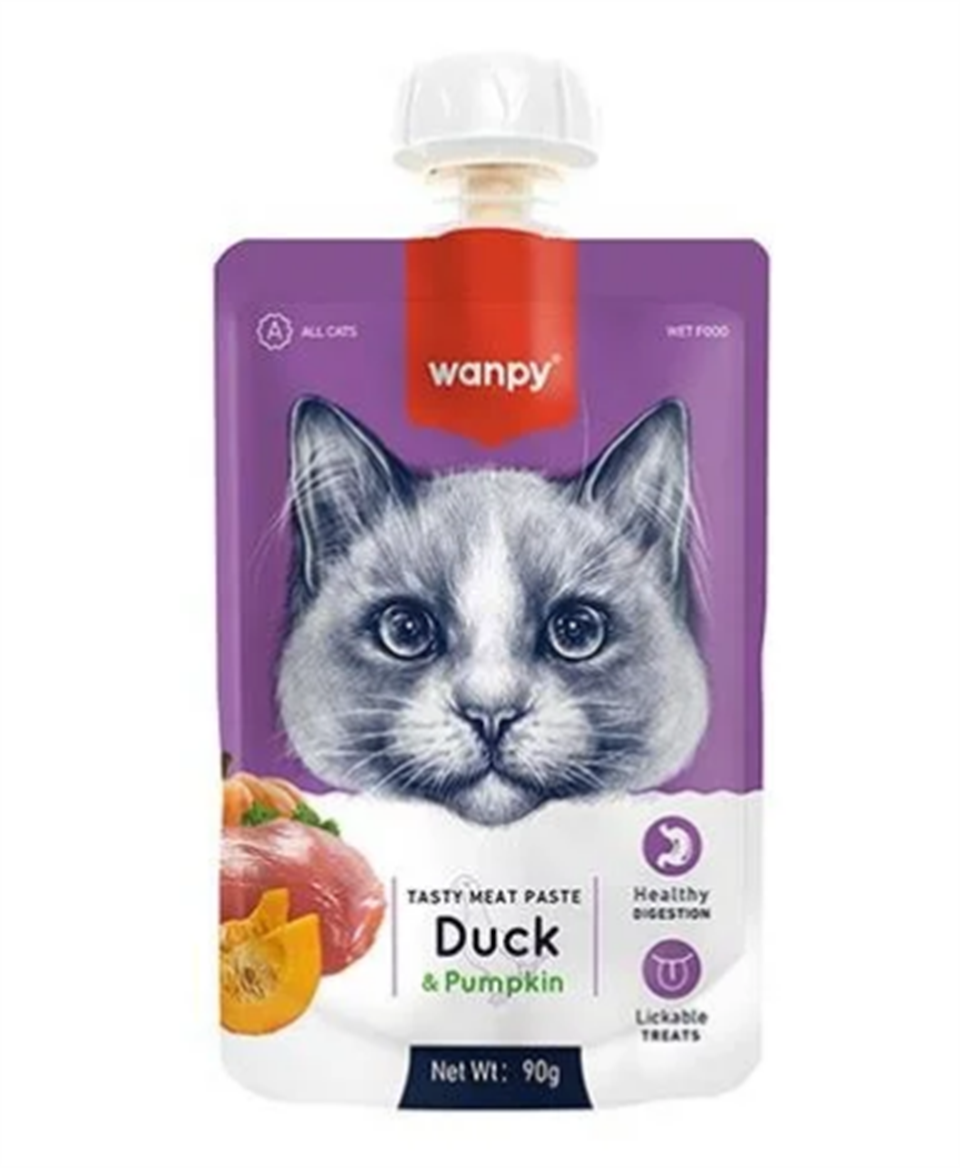 Wanpy Taze Ördekli ve Bal Kabaklı Et Ezmesi Doğal Kedi Ödülü