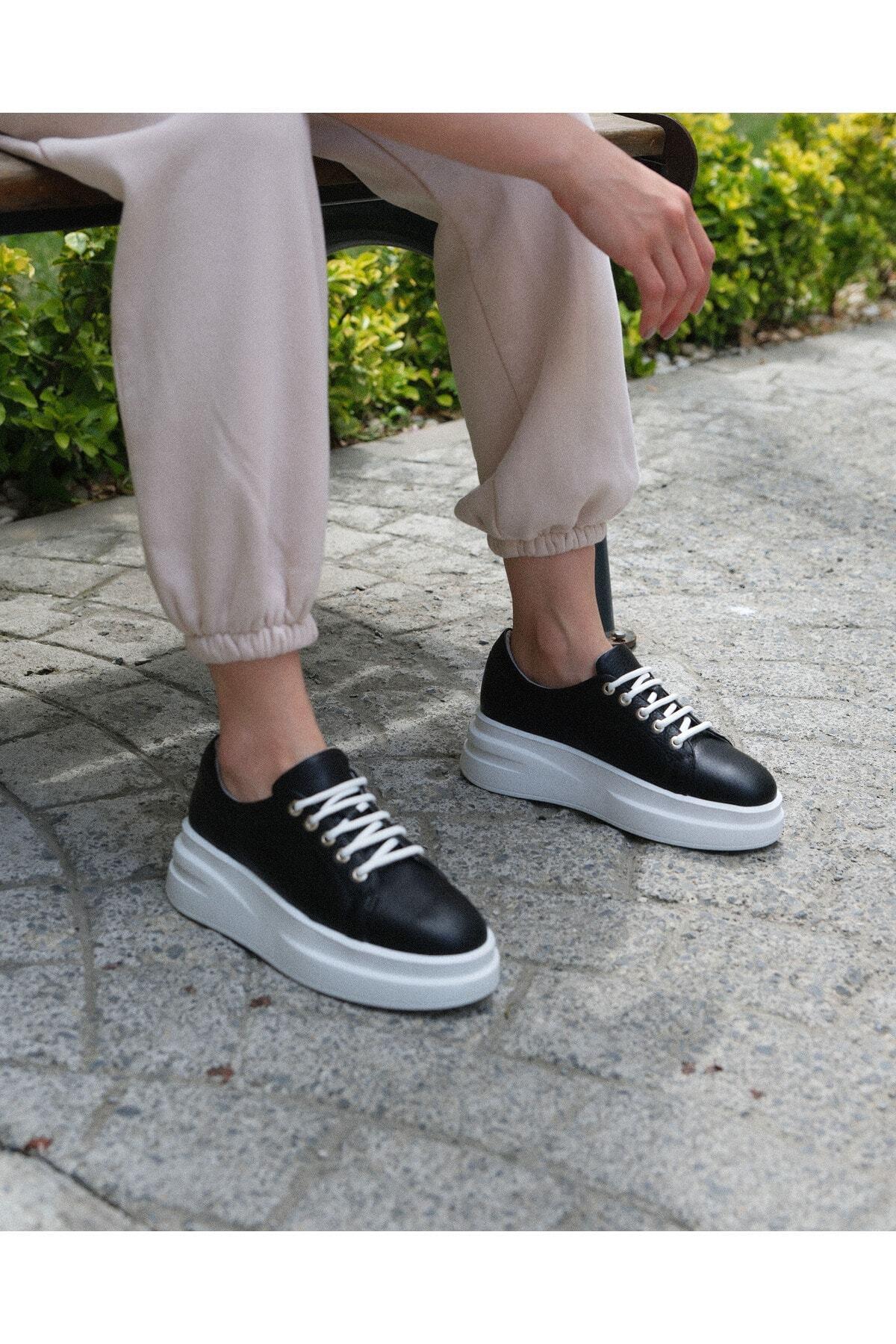 Kadın Deri Sneaker Vizon