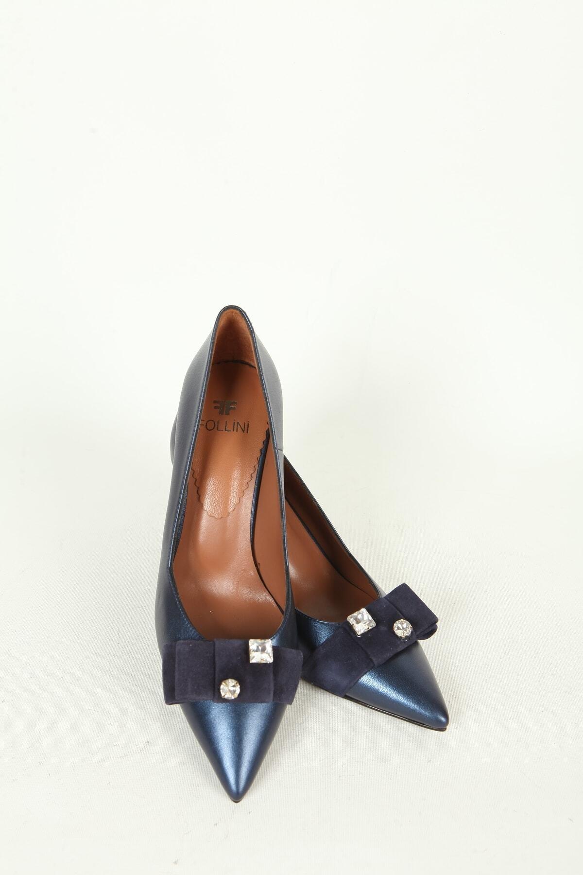 Kadın Deri Ayakkabı Topuklu Lacivert