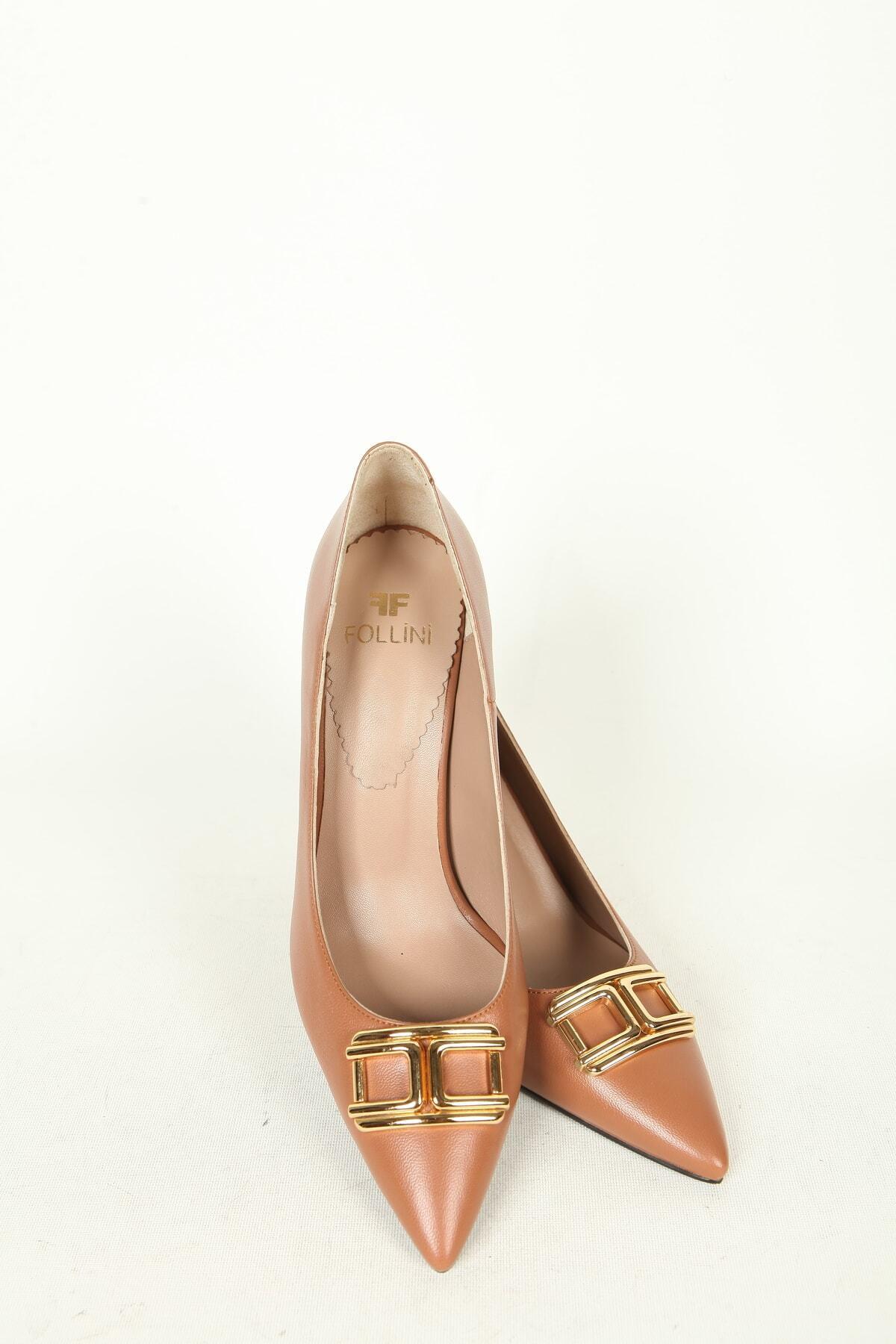 Kadın Deri Stiletto Taba