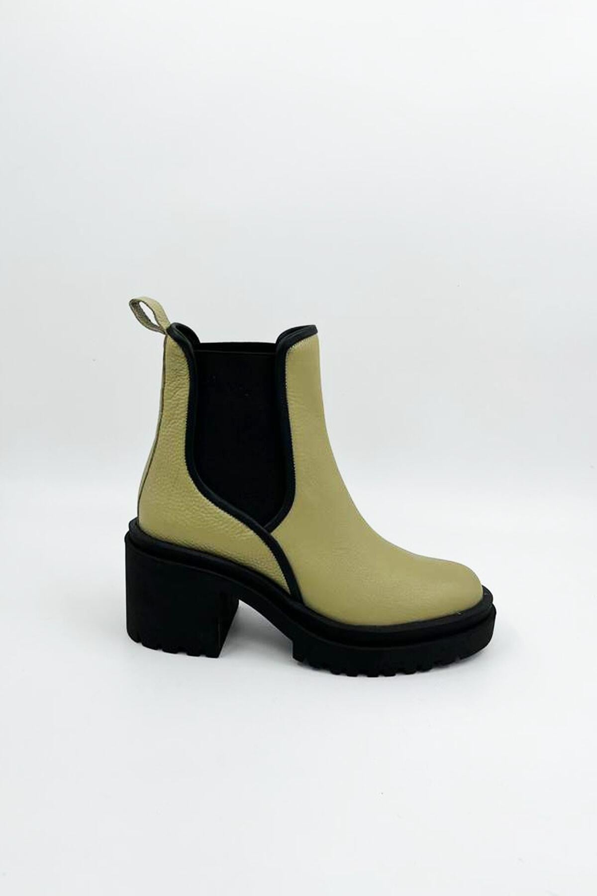 Kadın Deri Bot Yeşil