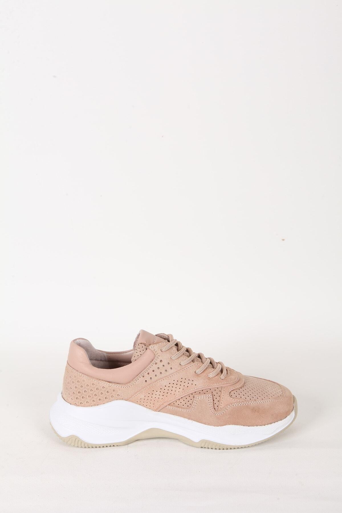 Kadın Bej Süet Hakiki Deri Spor Sneaker