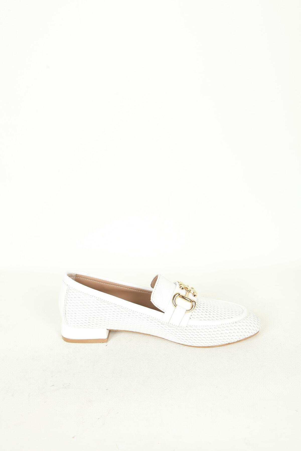 Kadın Deri Loafer Beyaz