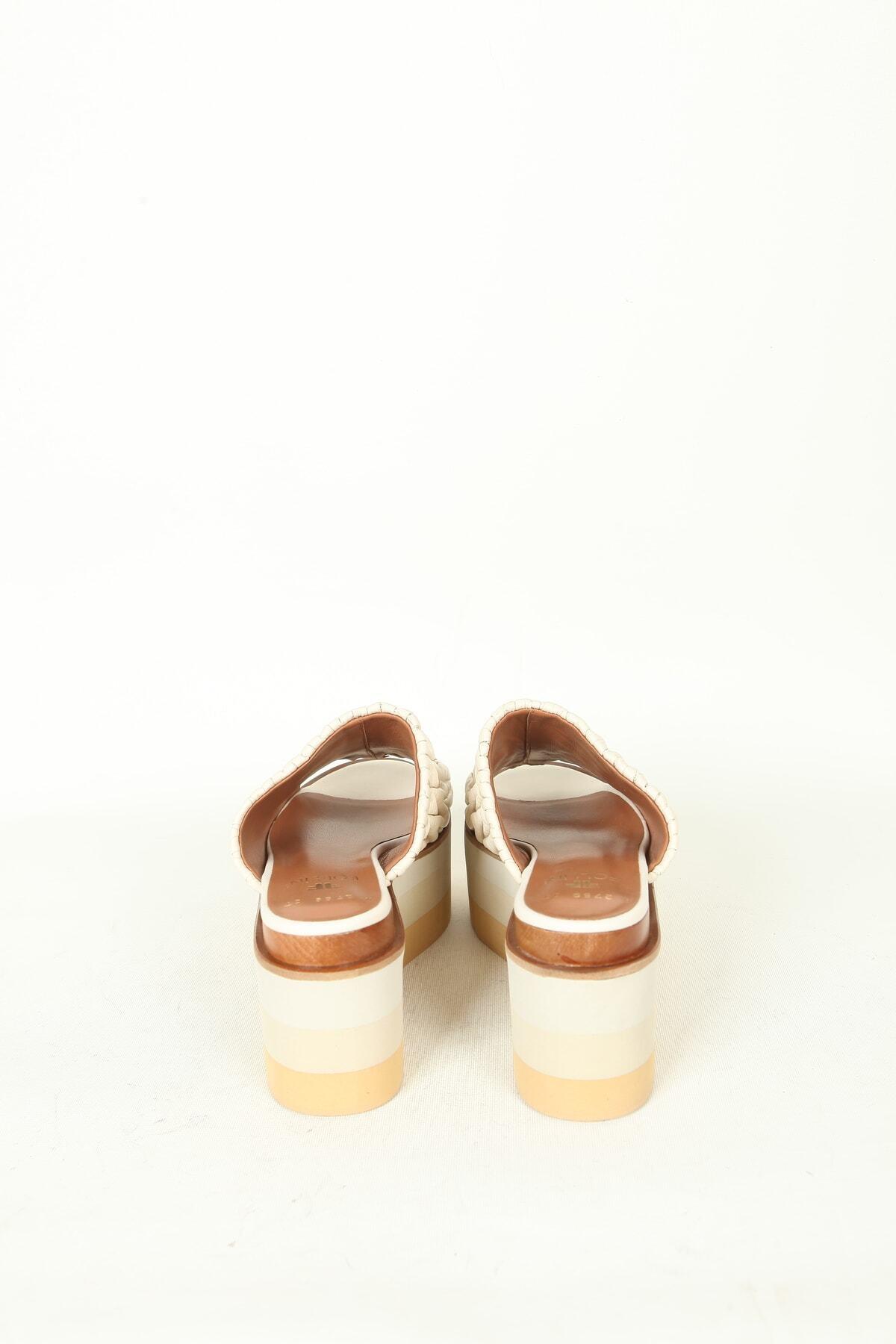 Kadın Deri Terlik Dolgu Topuk Vizon