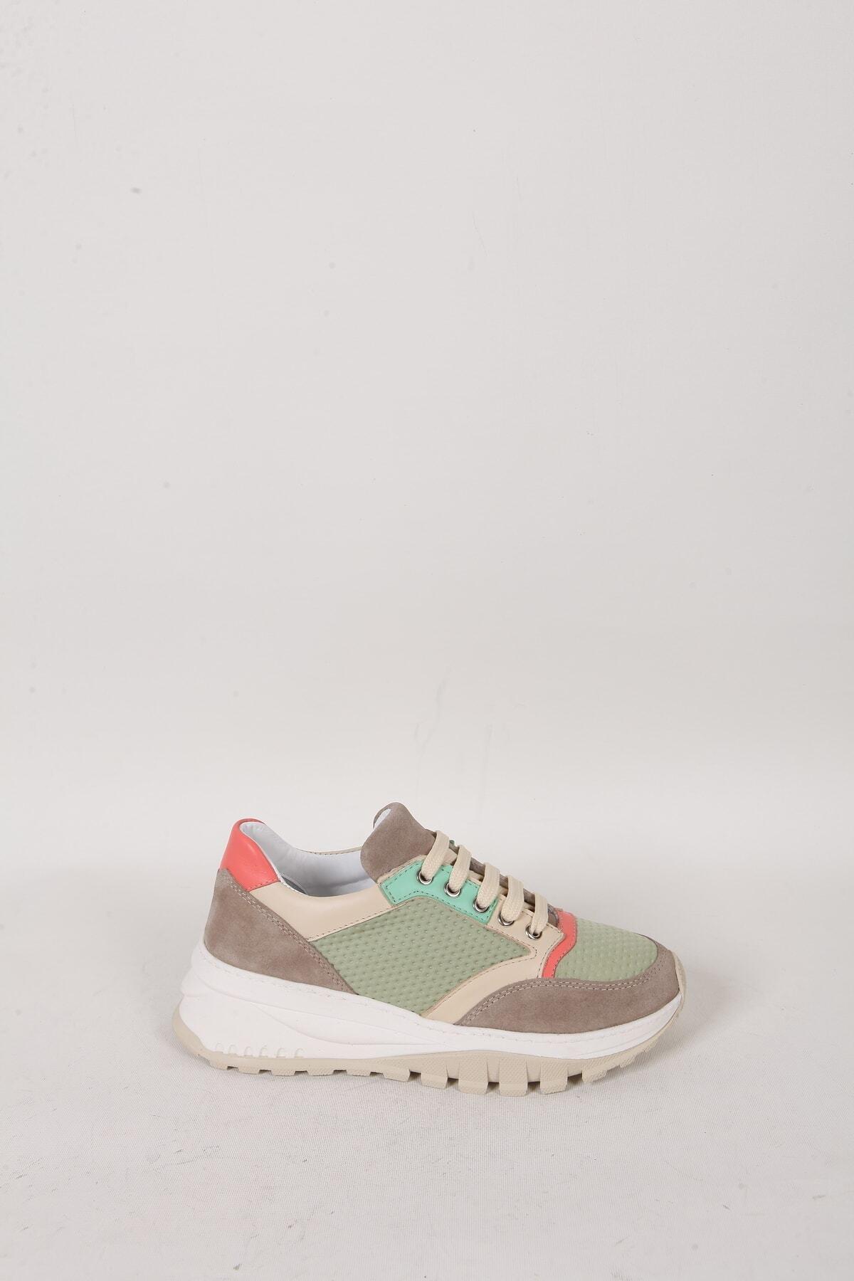 Kadın Yeşil Deri Sneaker Spor Ayakkabı