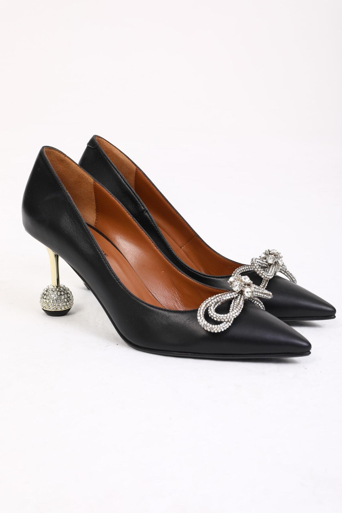 Kadın Deri Ayakkabı Topuklu Siyah