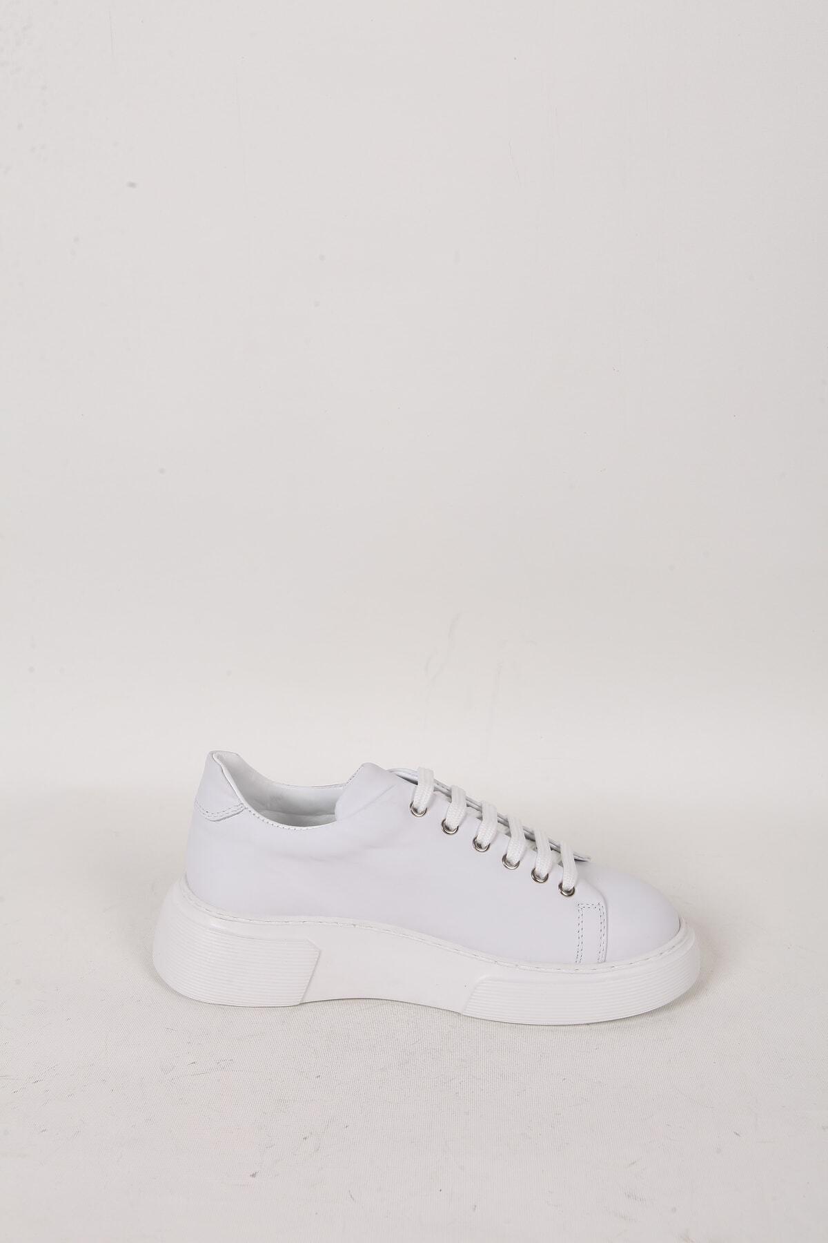 Kadın Beyaz Hakiki Deri Sneaker Spor Ayakkabı