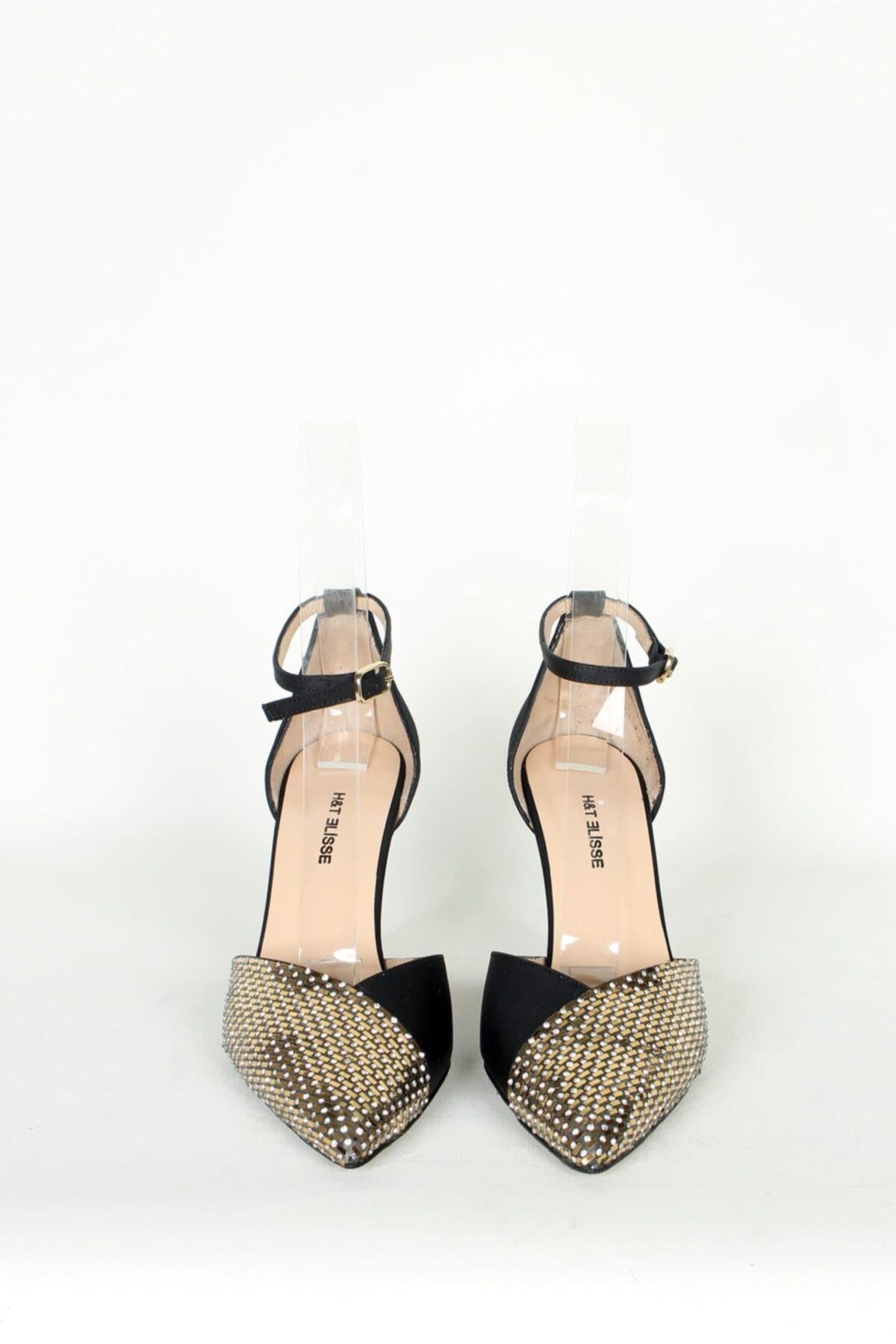 Kadın Siyah Altın Detaylı Topuklu Ayakkabı