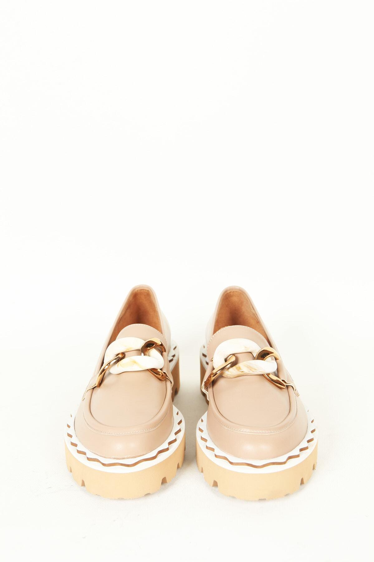 Kadın Deri Loafer Vizon