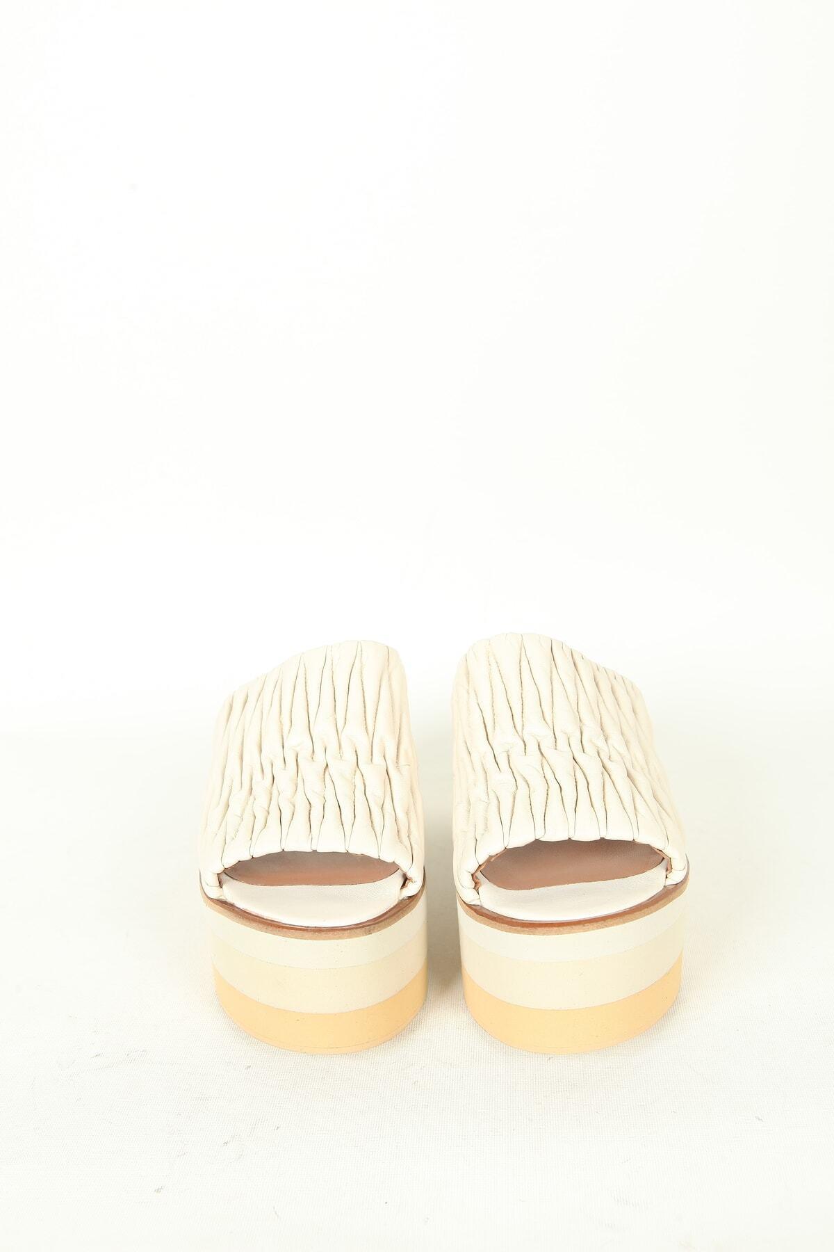 Kadın Deri Terlik Dolgu Topuk Vizon