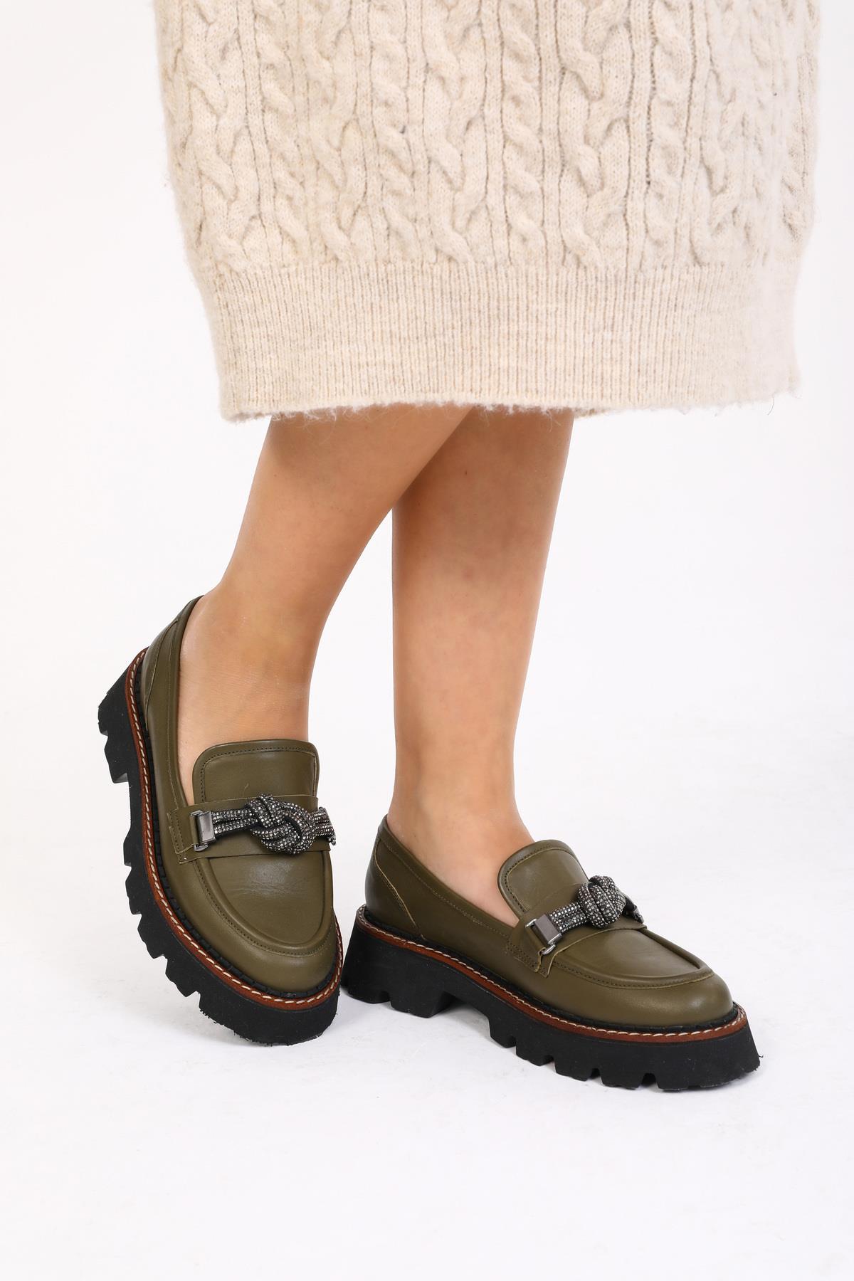 Kadın Taba Loafer Aksesuar Detaylı