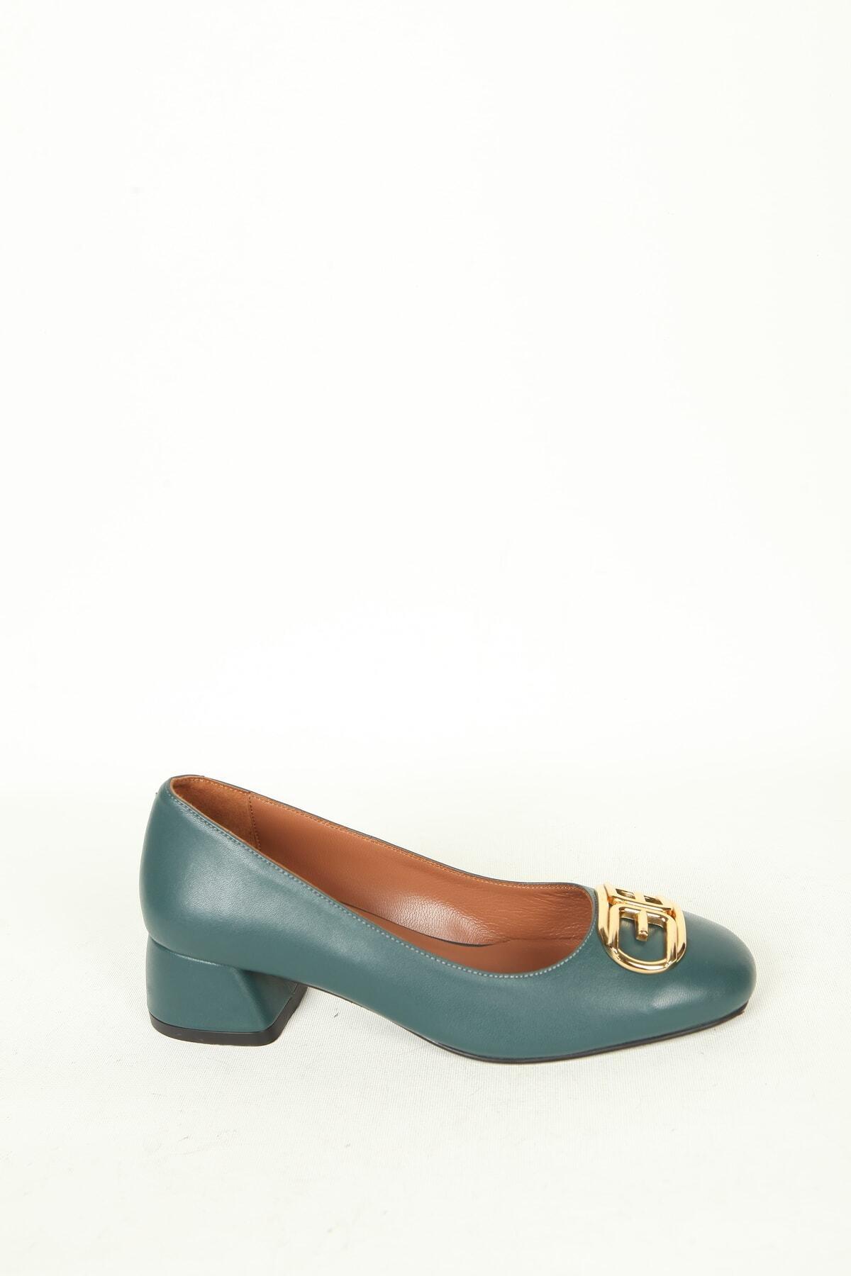 Kadın Deri Ayakkabı Topuklu Yeşil